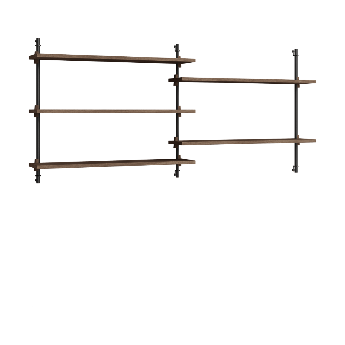 Moebe wall shelving ws.65.2.B Poltettu tammi-musta | Skandinaavinen Sisustus | Hyllyt & Hyllyjärjestelmät | Ruskea