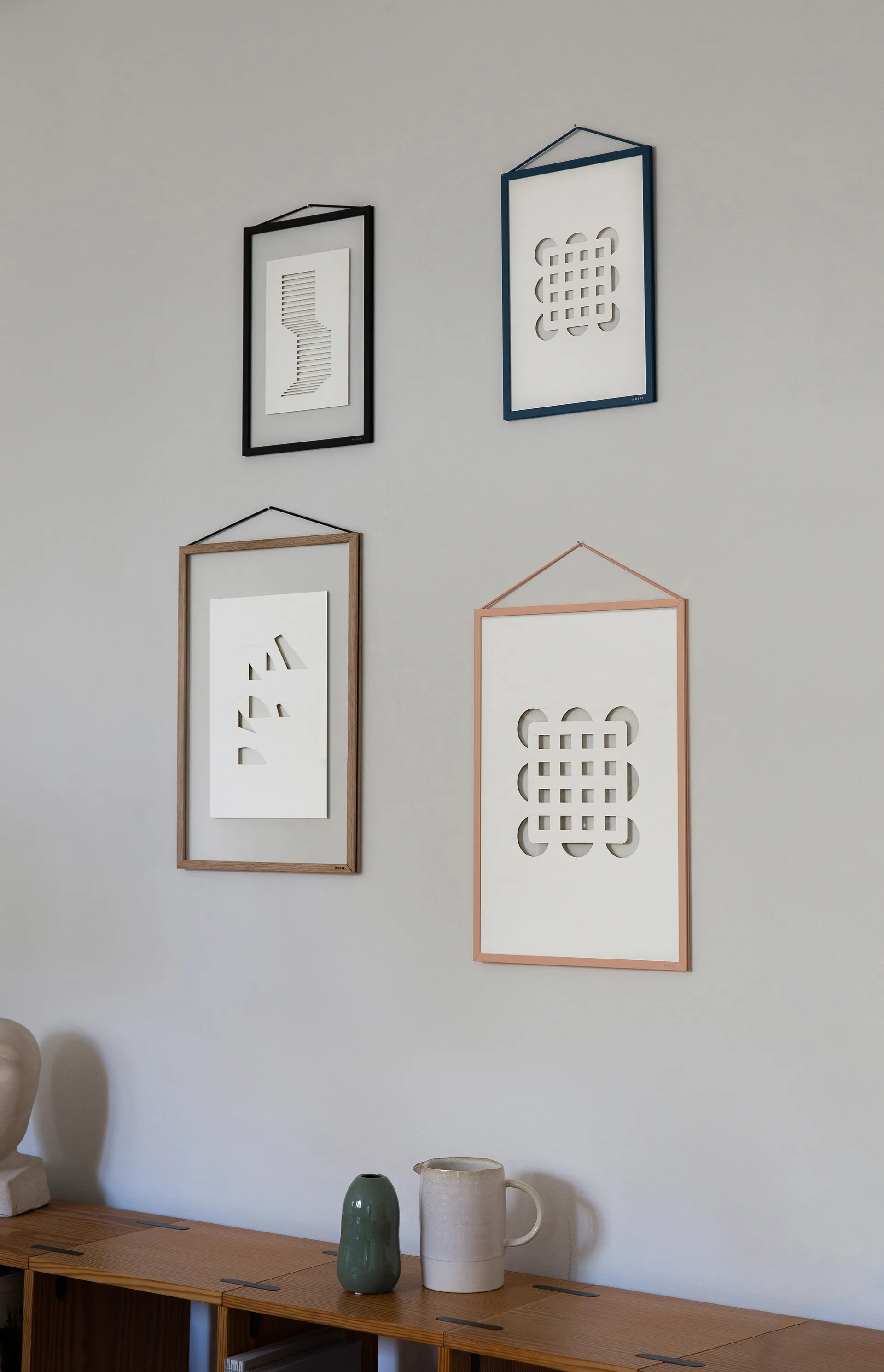 Relief taideteos circles & squares 21 x 29,7 cm, Off White MOEBE