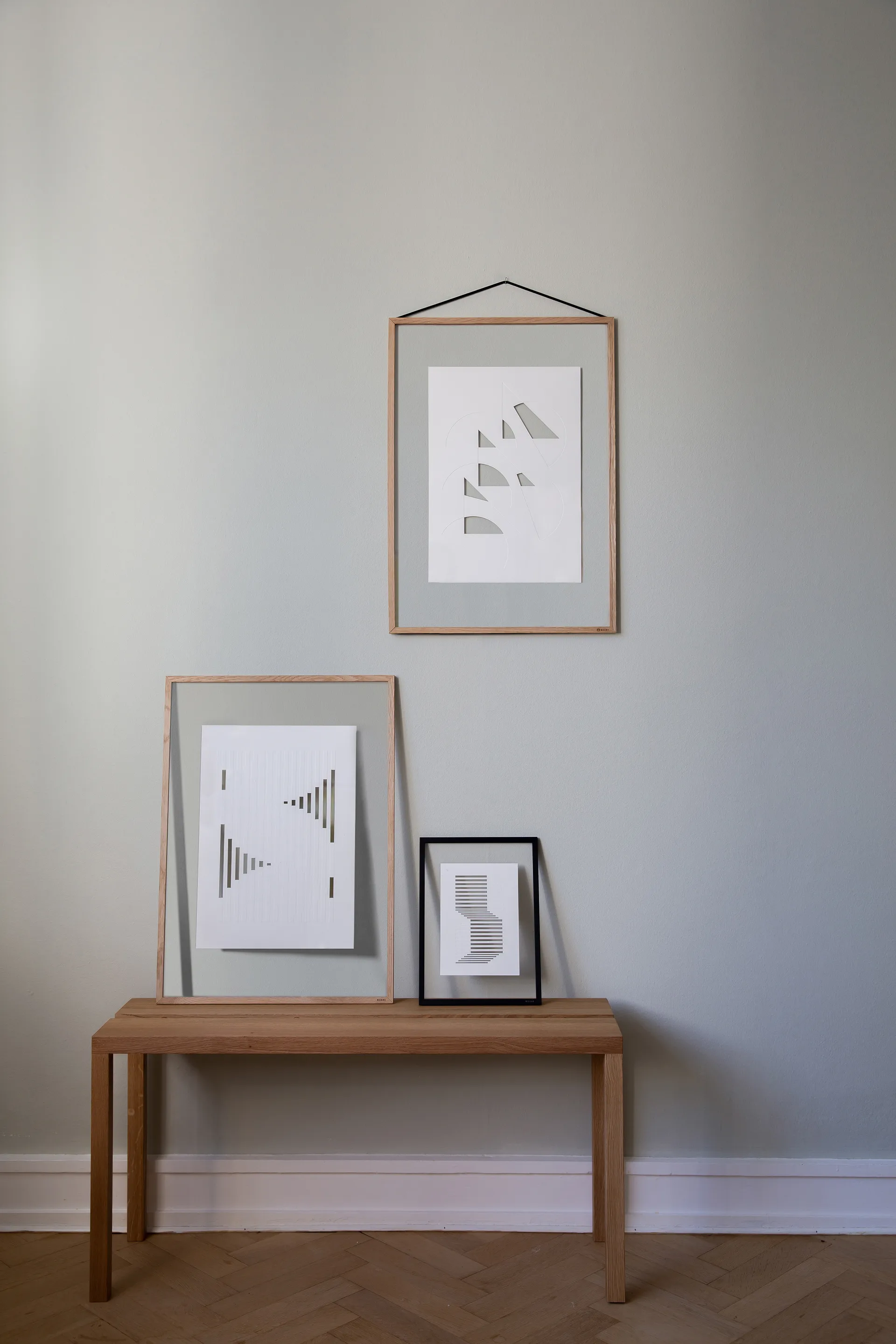 Relief taideteos shifted lines 14,8 x 21 cm, Off White MOEBE