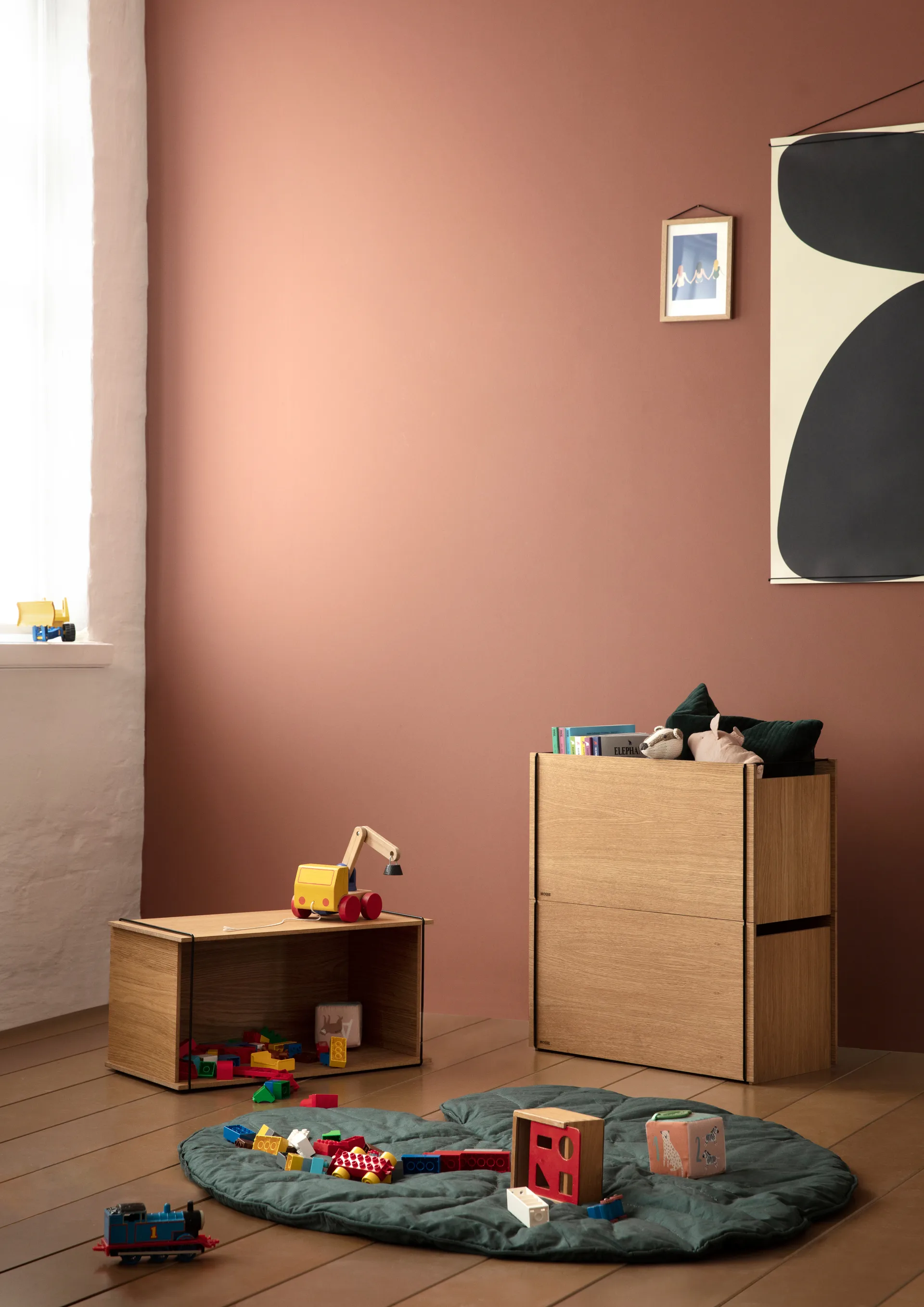 Säilytyslaatikko tammi 33 x 60 cm, Wood, black MOEBE