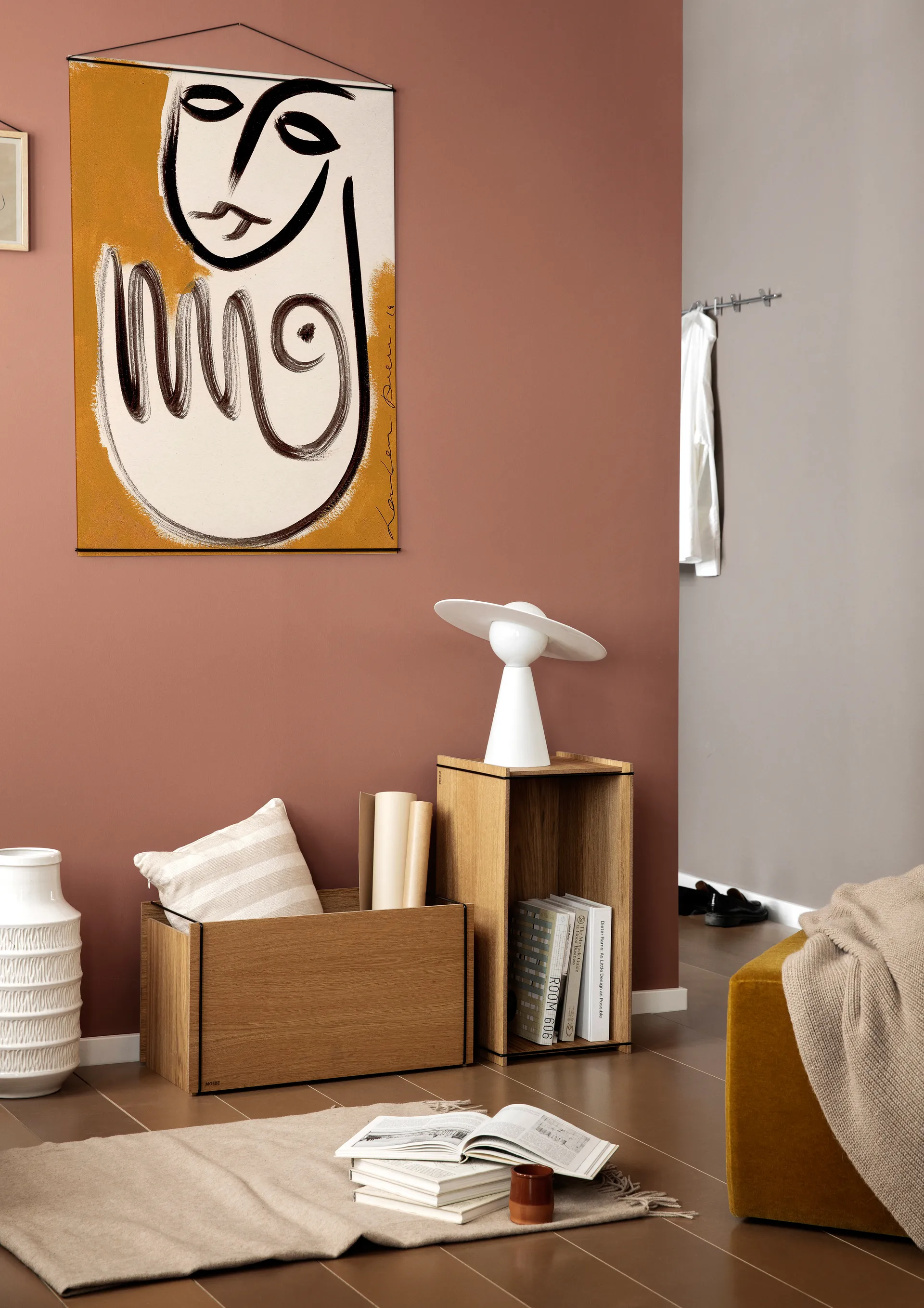 Säilytyslaatikko tammi 33 x 60 cm, Wood, black MOEBE