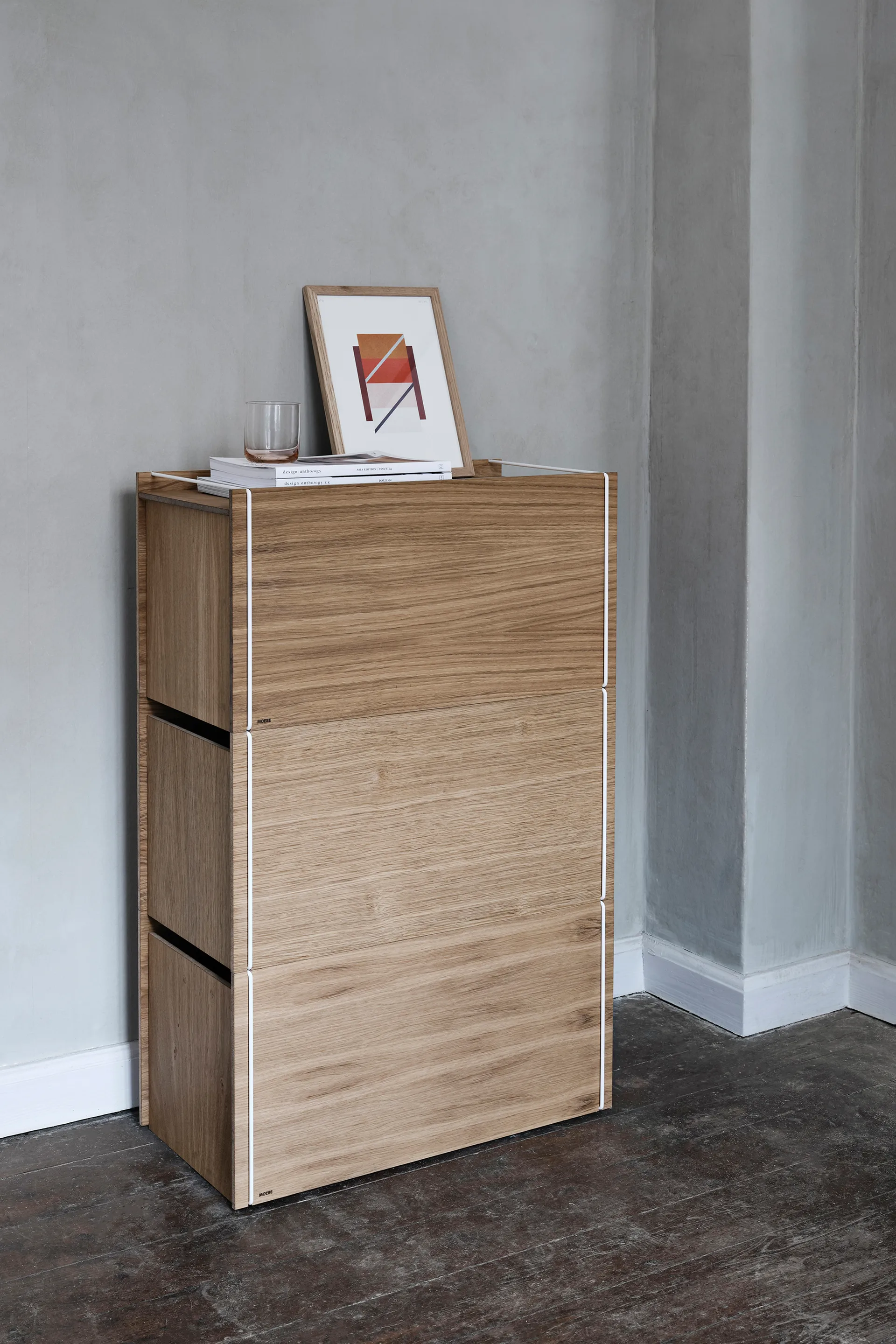 Säilytyslaatikko tammi 33 x 60 cm, Wood, white MOEBE