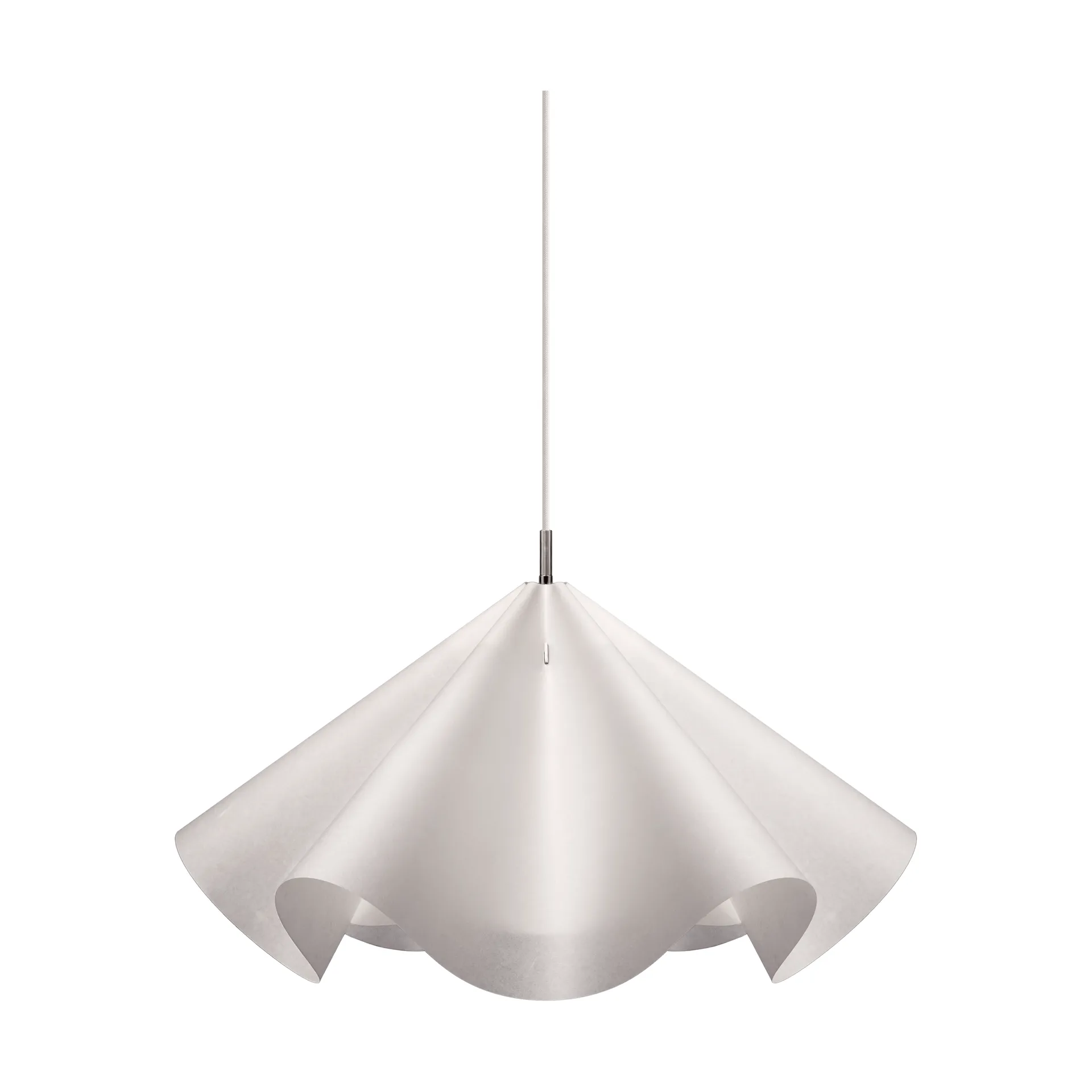 Sinuate riippuvalaisin, White-stainless steel, suuri Ø75x40 cm MOEBE