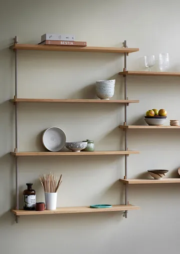 Wall Shelving seinähylly - Savustettu tammi-warm grey, 92×85×17,5 cm, WS.85.1 - MOEBE
