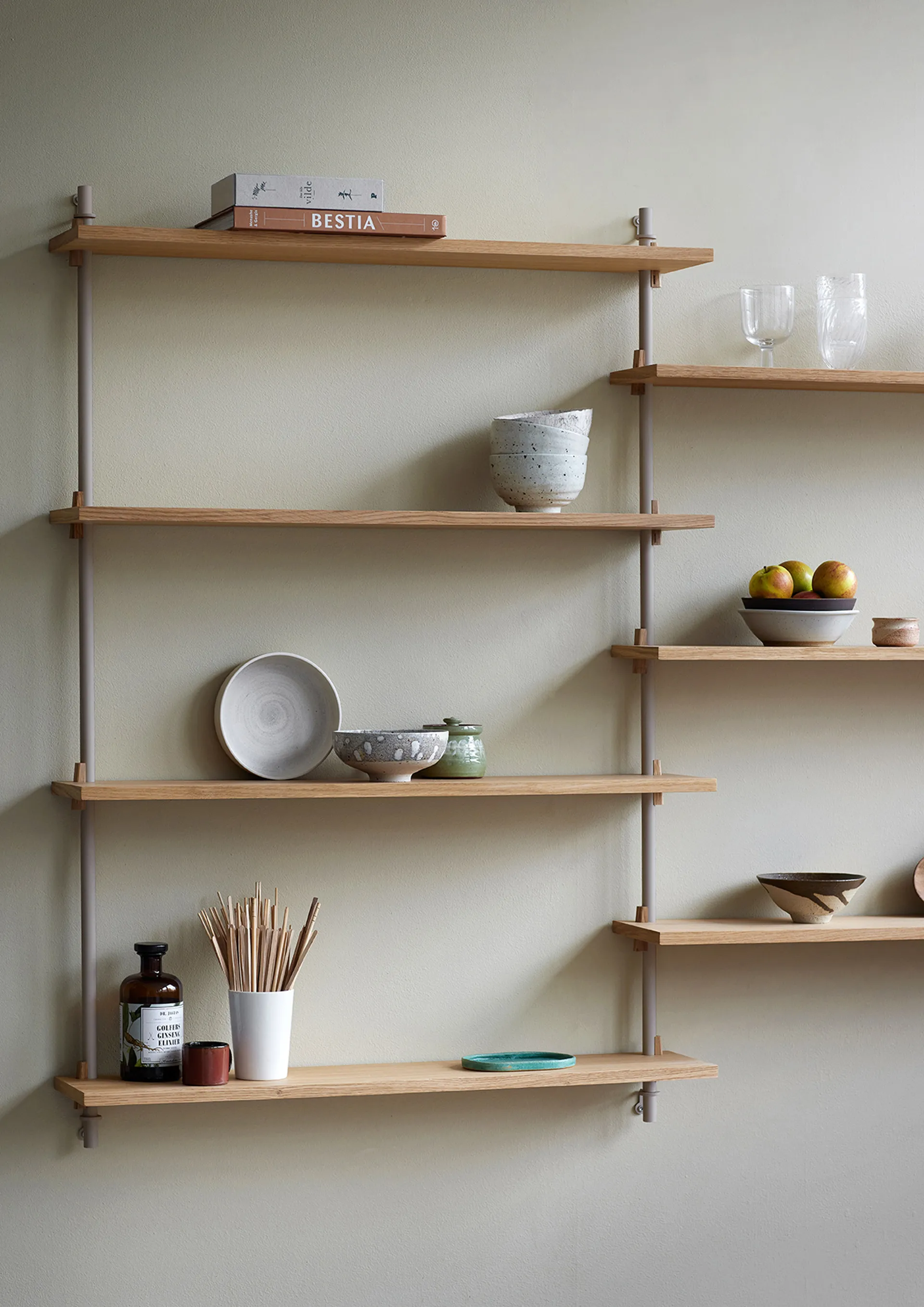 Wall Shelving seinähylly, Tammi-warm grey, 92×115×17,5 cm, WS.115.1 MOEBE