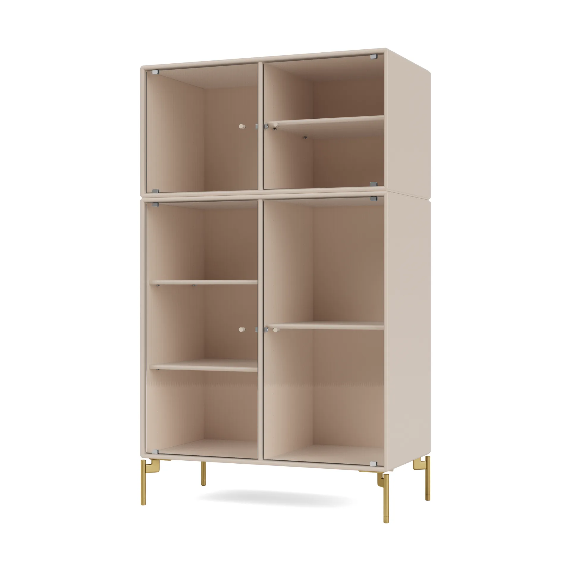 Ripple III vitriinikaappi 69,6x117,6x38 cm, Clay-jalat brass Montana