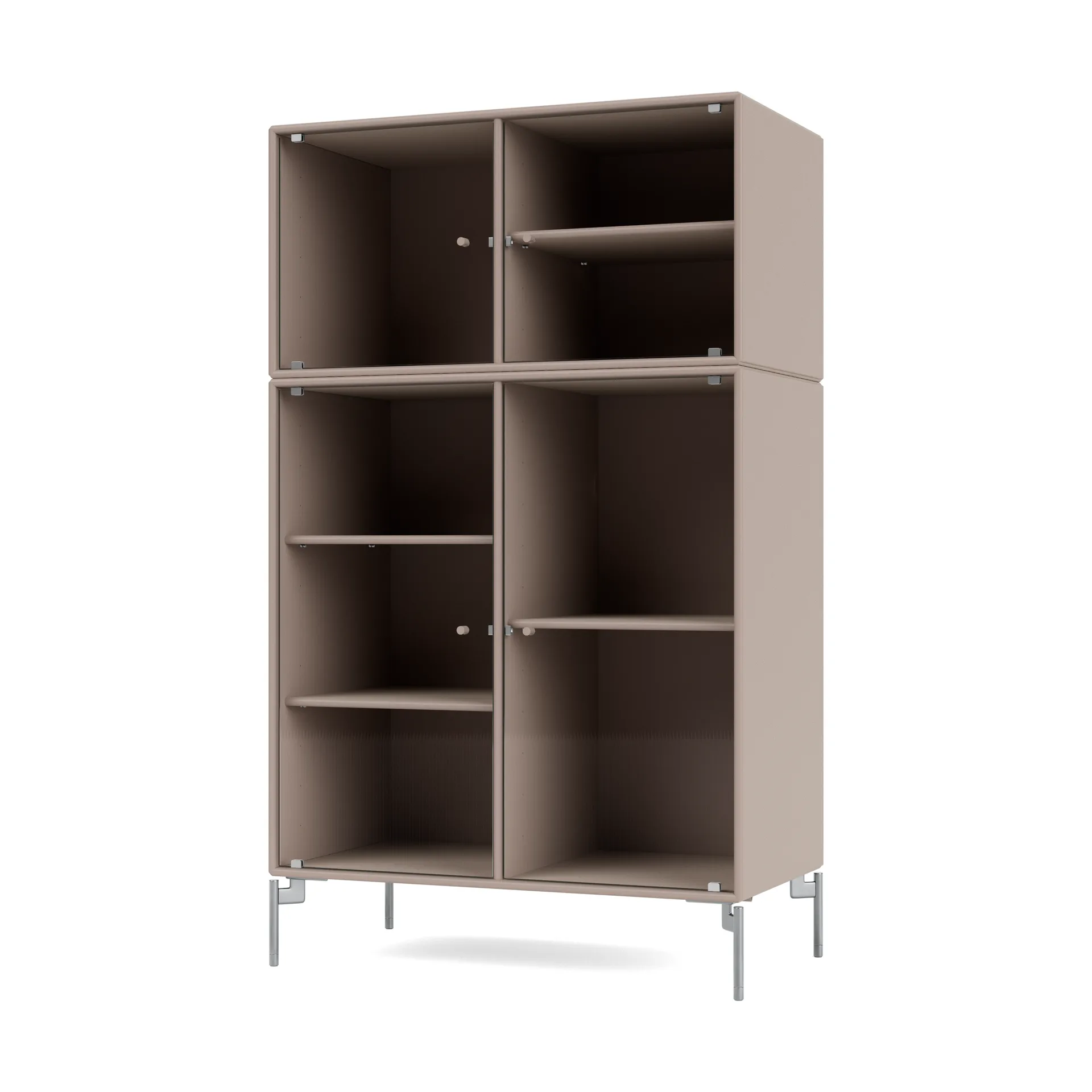 Ripple III vitriinikaappi 69,6x117,6x38 cm, Mushroom-jalat chrome Montana