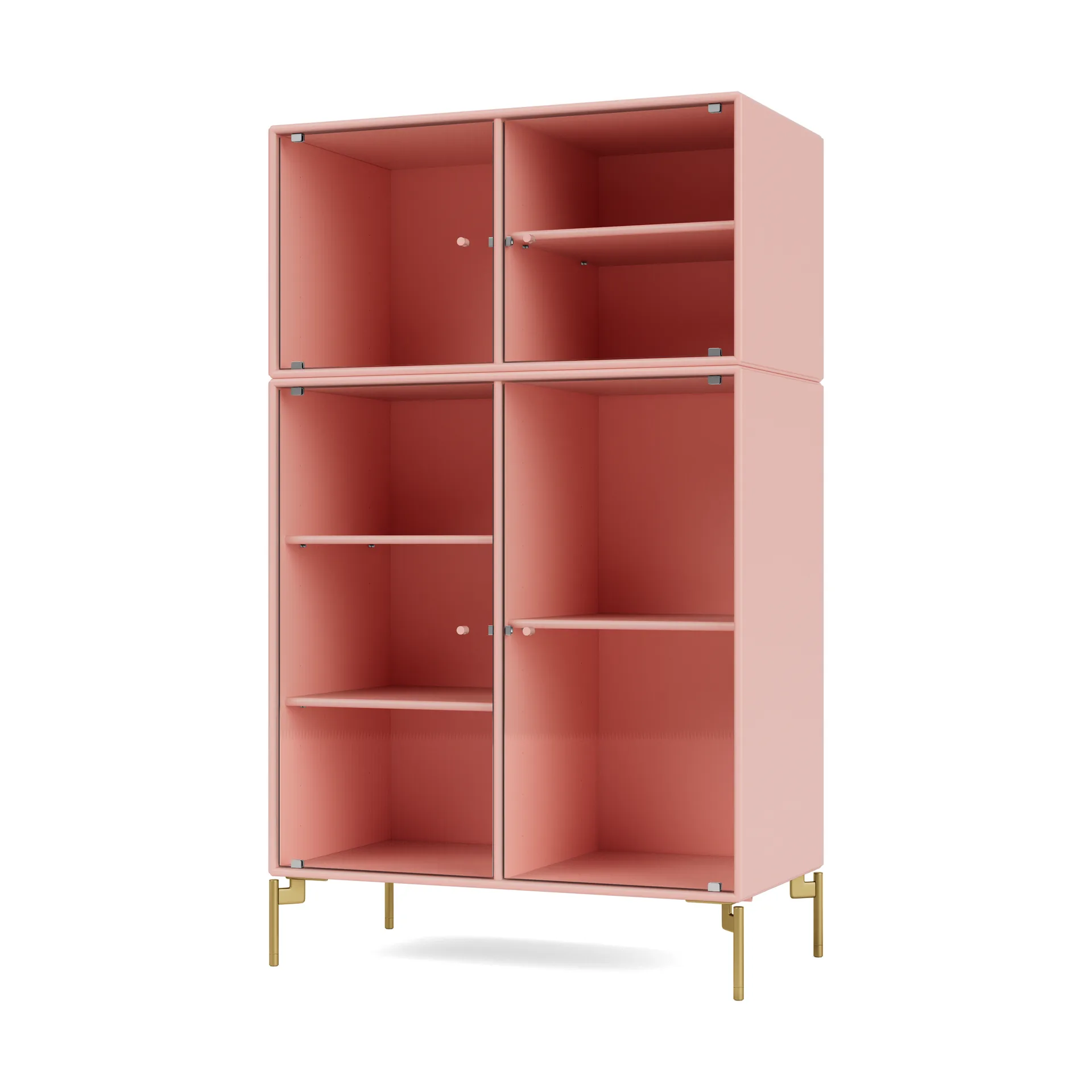 Ripple III vitriinikaappi 69,6x117,6x38 cm, Ruby-jalat brass Montana