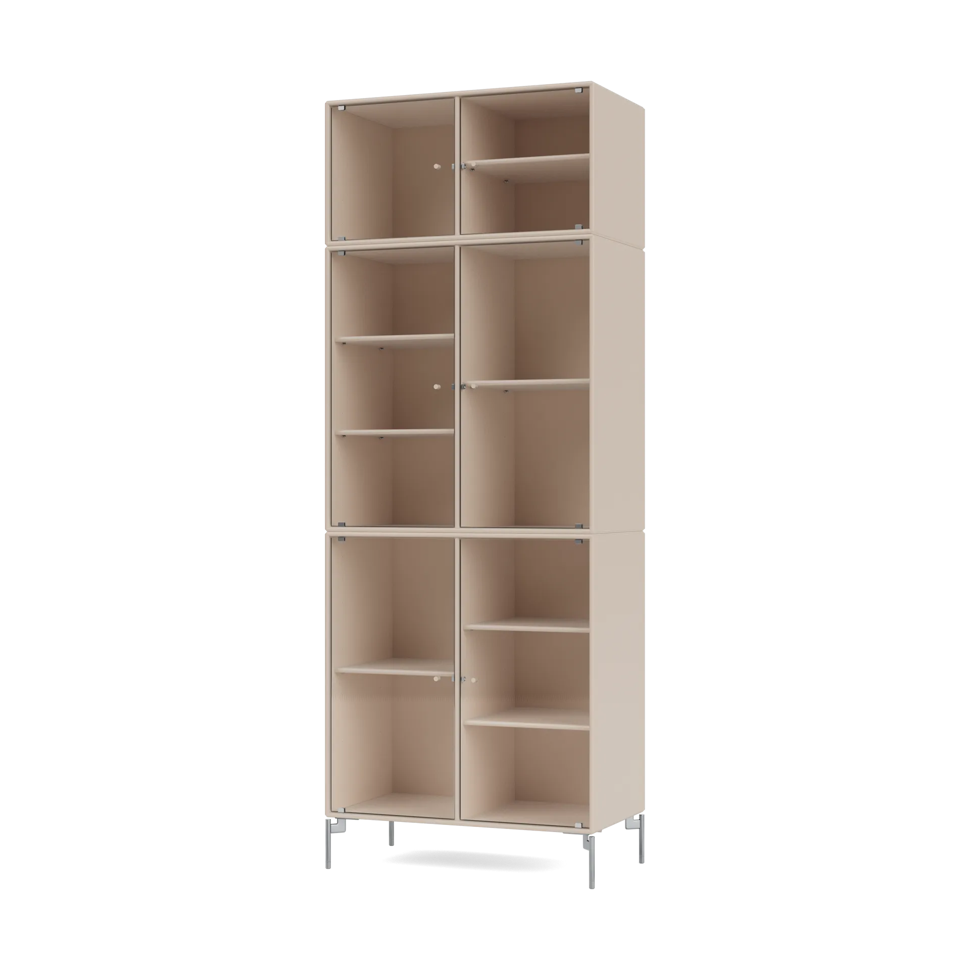 Ripple IV vitriinikaappi 69,6x187,2x38 cm, Clay-jalat chrome Montana