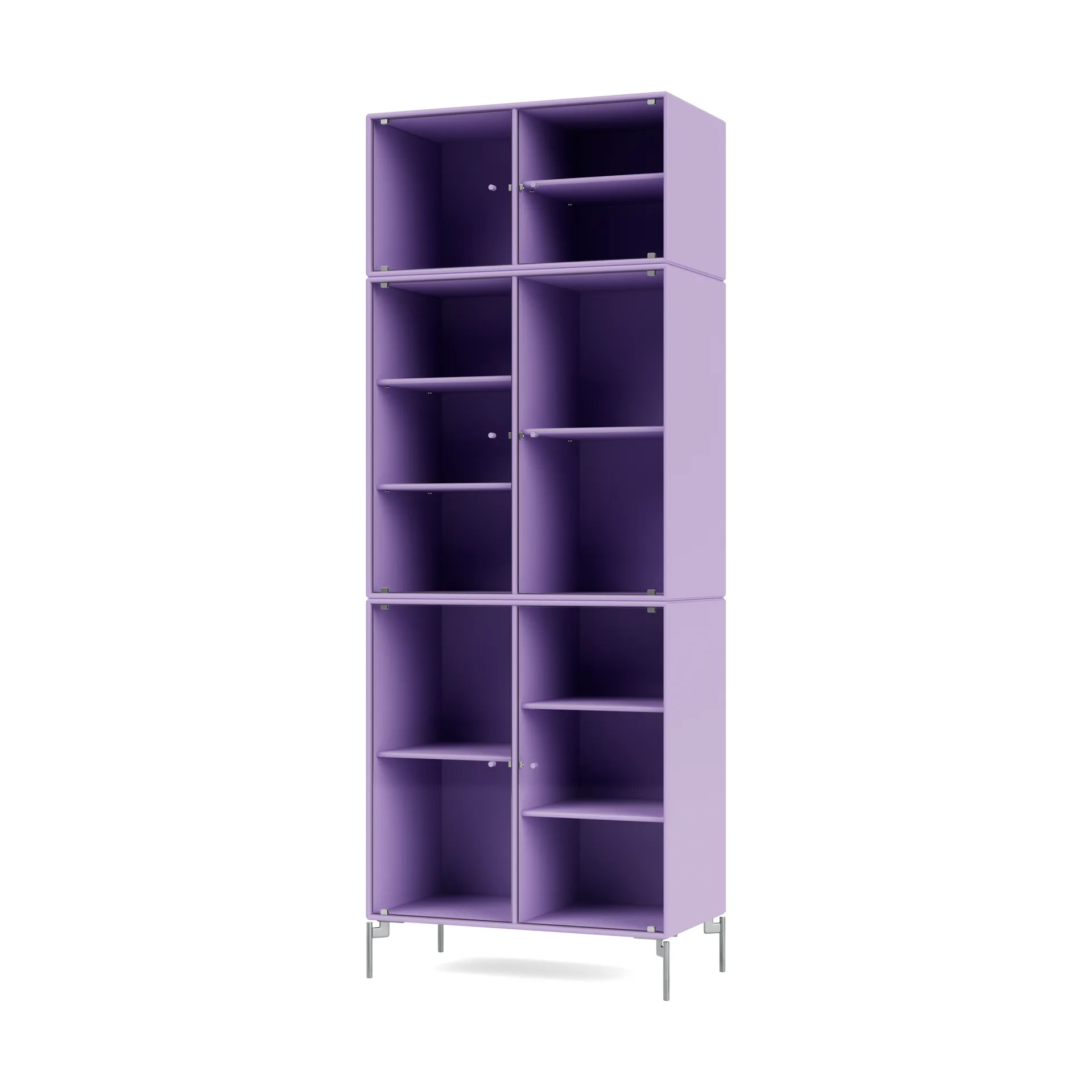 Ripple IV vitriinikaappi 69,6x187,2x38 cm, Iris-jalat chrome Montana