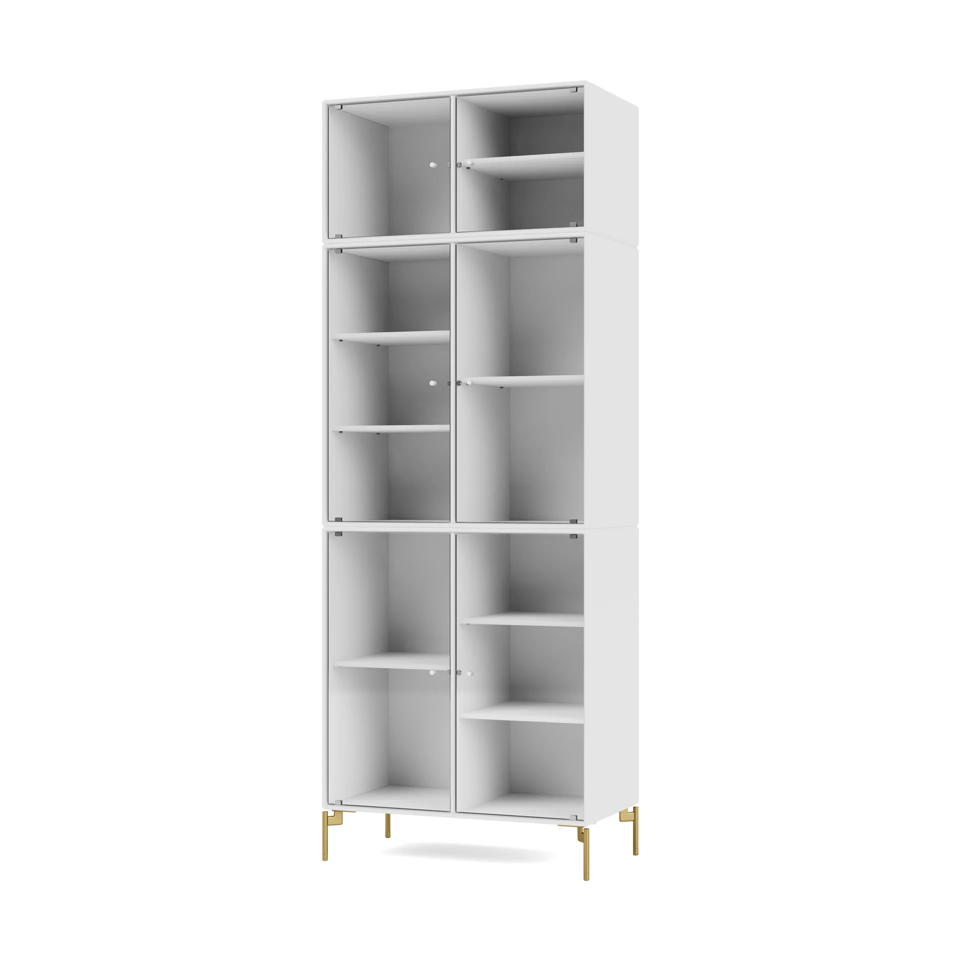 Ripple IV vitriinikaappi 69,6x187,2x38 cm, NewWhite-jalat brass Montana