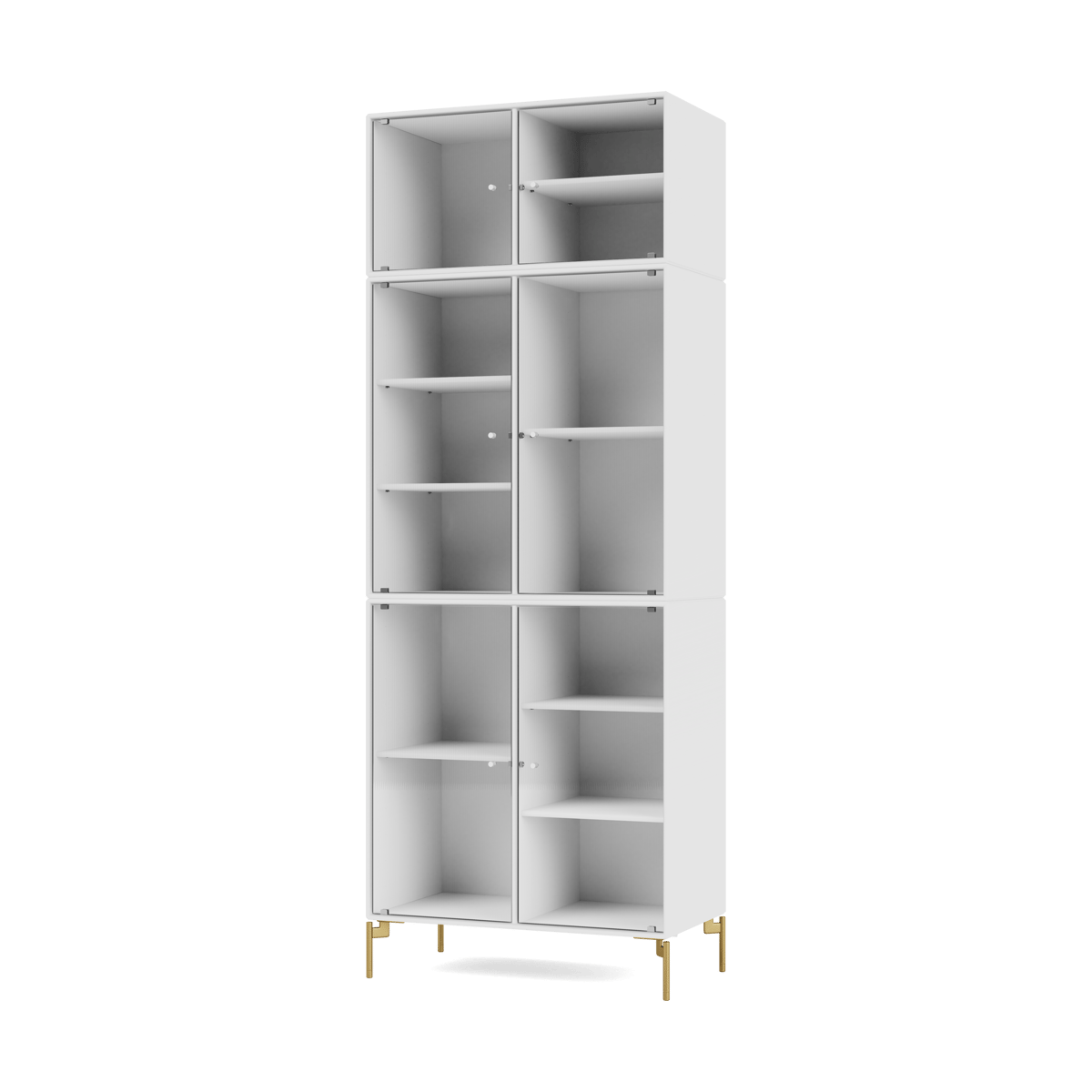 Montana Ripple IV vitriinikaappi 69,6x187,2x38 cm NewWhite-jalat brass