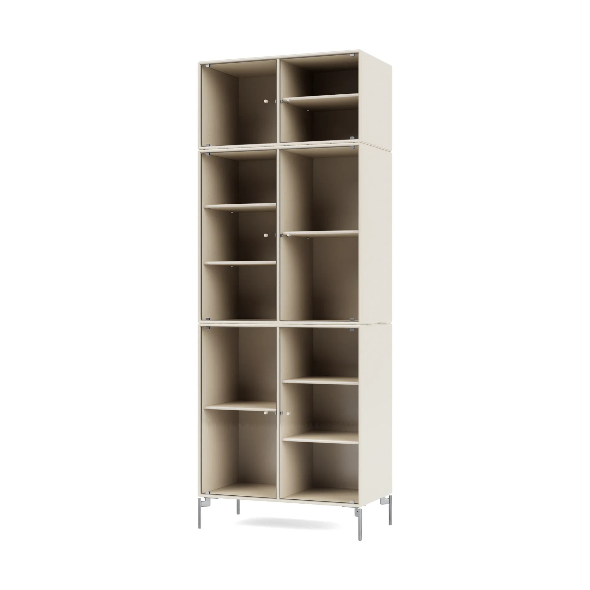 Ripple IV vitriinikaappi 69,6x187,2x38 cm, Oat-jalat chrome Montana