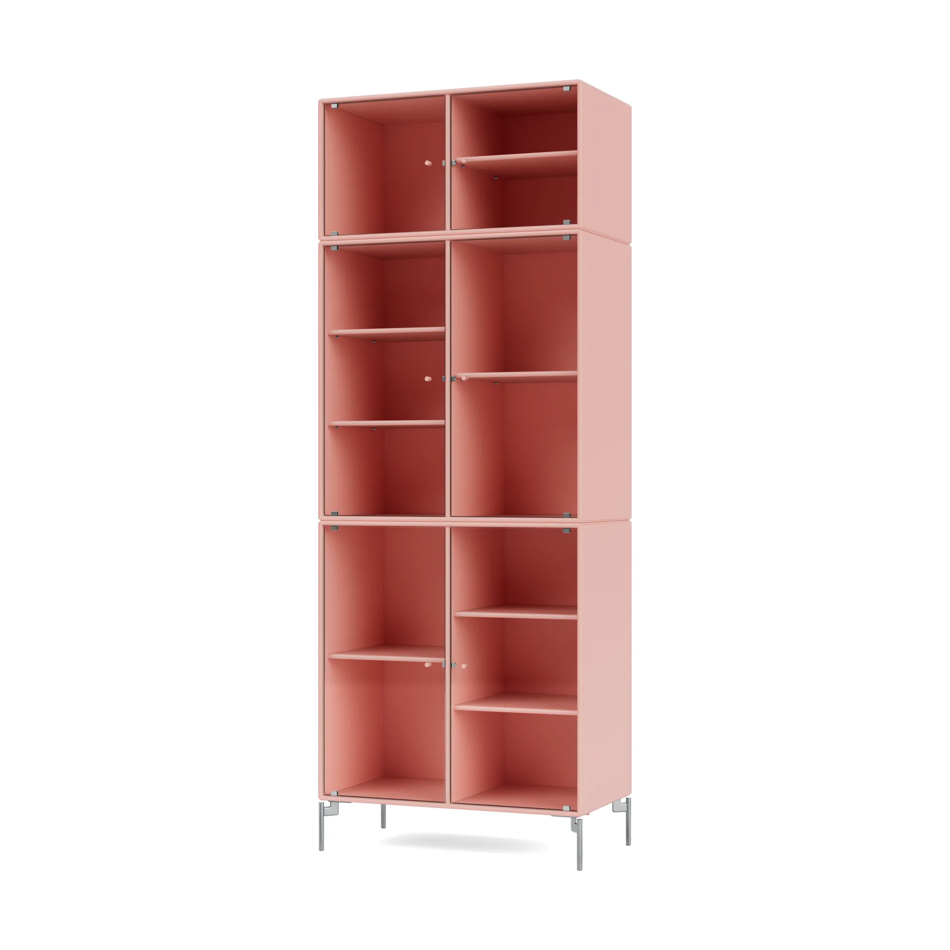Ripple IV vitriinikaappi 69,6x187,2x38 cm, Ruby-jalat chrome Montana