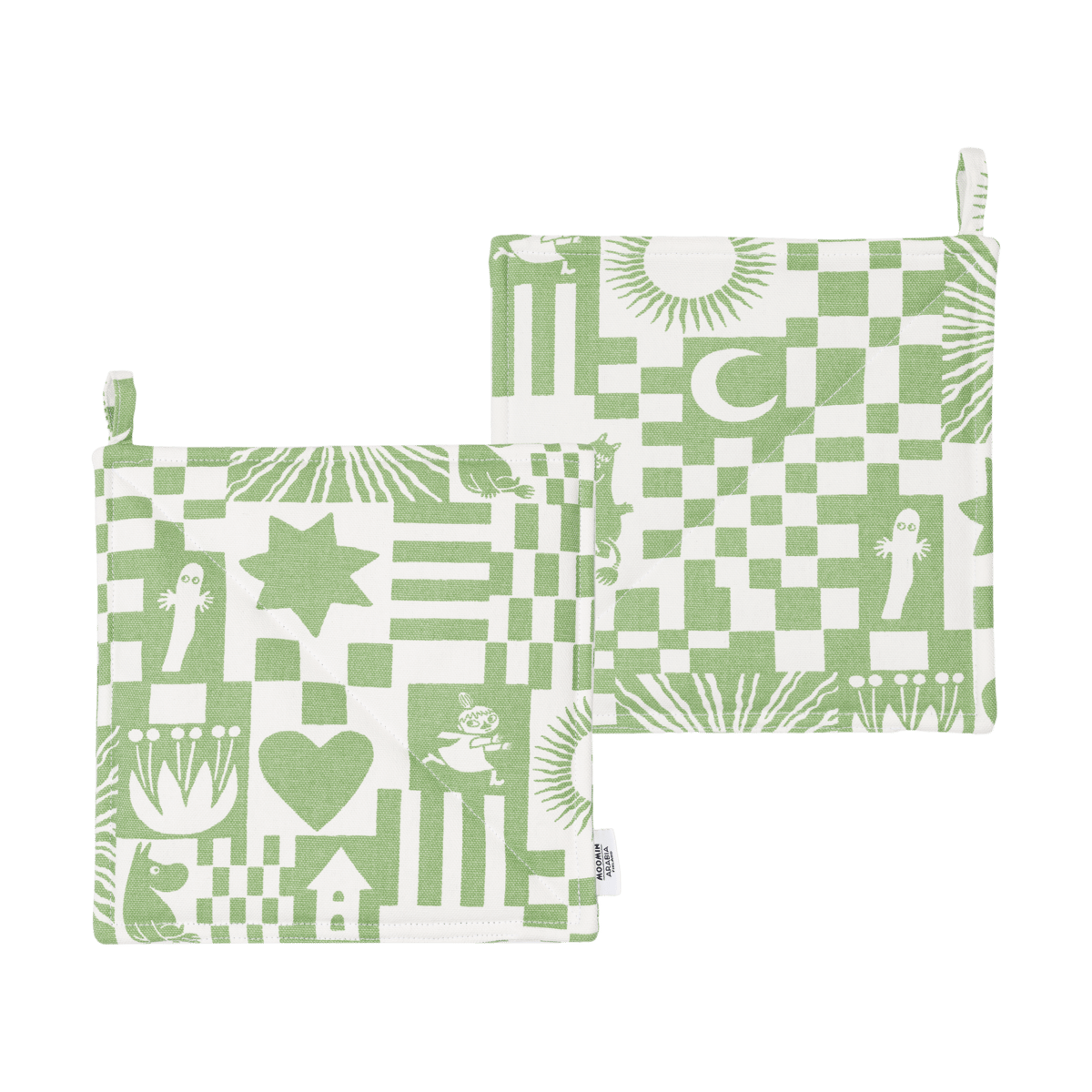 Moomin Arabia Juhla Muumi patalappu 22x22 cm 2-pack. Vihreä