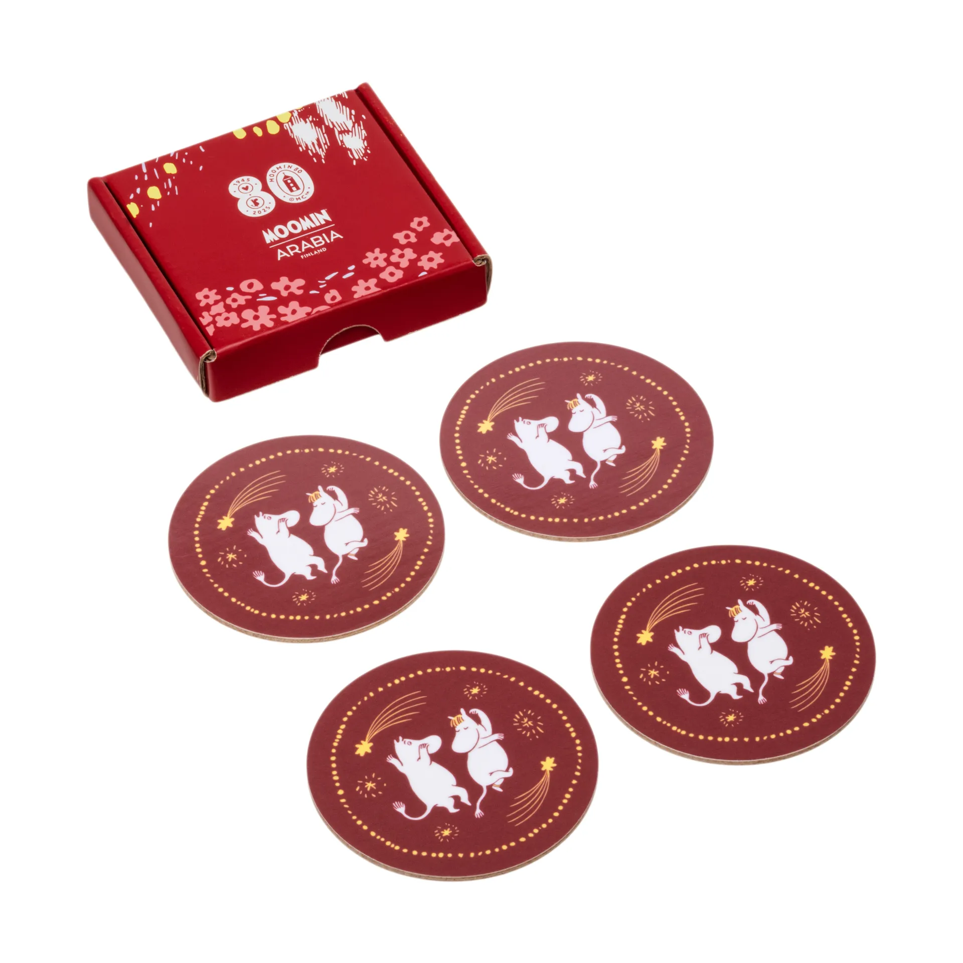 Juhlathetken Muumi lasinaluset 4-pack, Ø9 cm Moomin Arabia