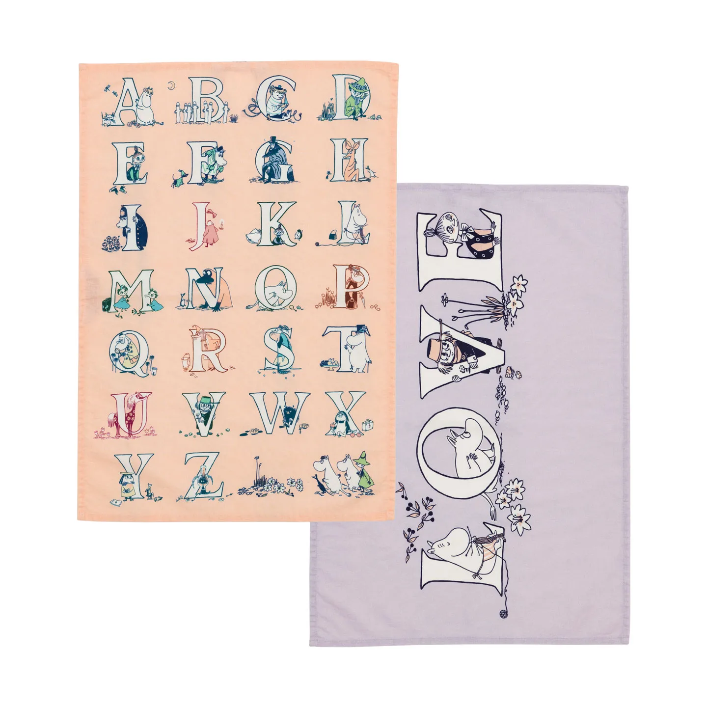 Muumi keittiöpyyhe 50x70 cm 2-pack, Aakkoset Moomin Arabia