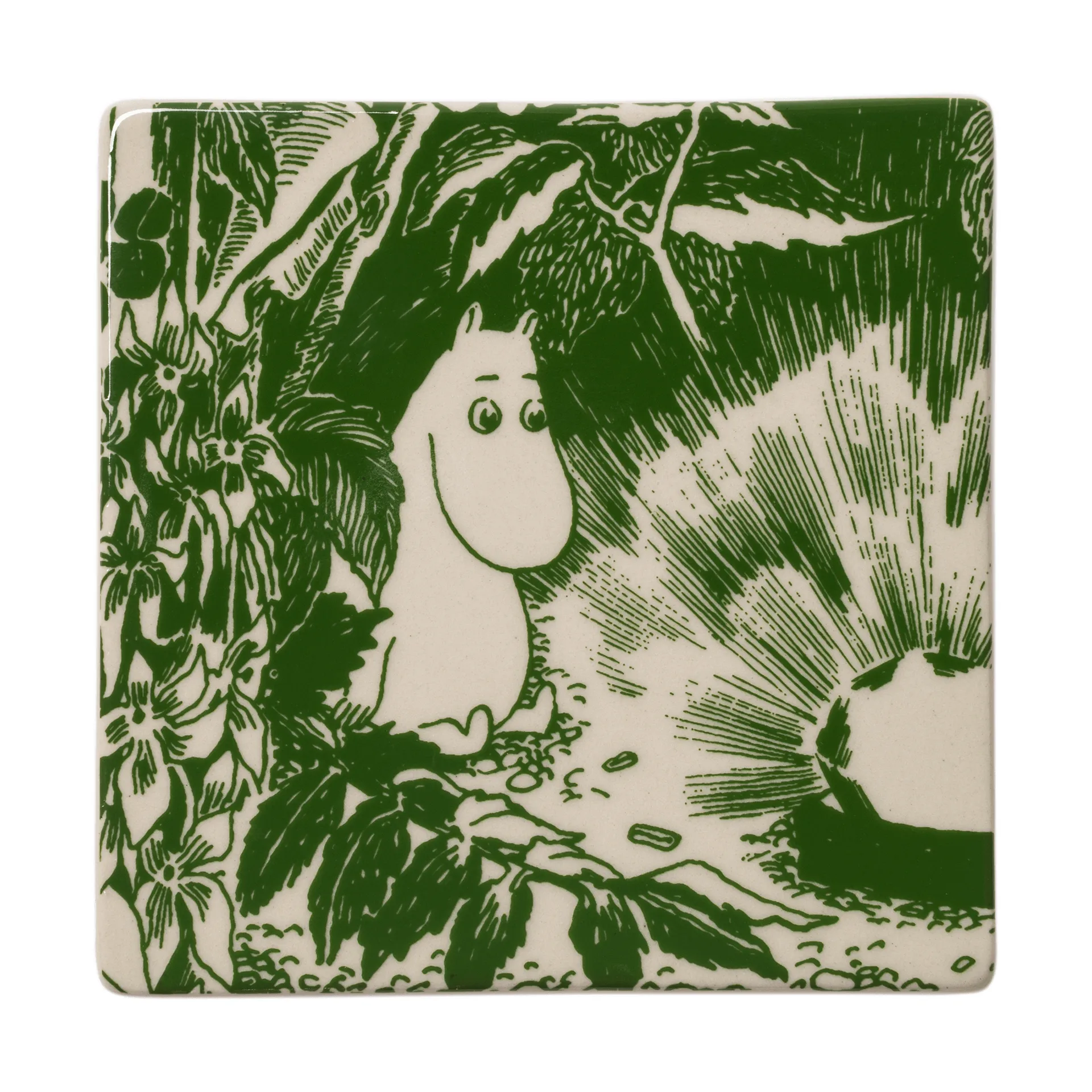 Mystiikan metsä Muumi lasinalunen, Vihreä, 10x10 cm, 2-pack Moomin Arabia
