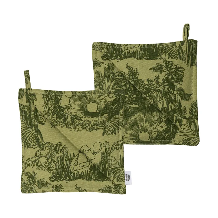Mystiikan metsä Muumi patalappuset - Vihreä, 22x22 cm, 2-pack - Moomin Arabia
