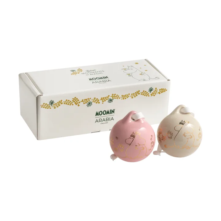Rakkaus Moomin-joulupallo - Kulta, 5 cm, 2 kpl - Moomin Arabia