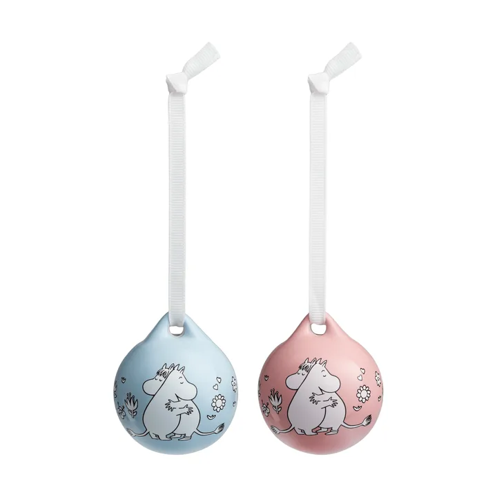 Rakkaus Moomin-joulupallo - Vaaleanpunainen-sininen, 5 cm, 2 kpl - Moomin Arabia