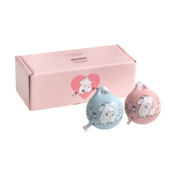 Rakkaus Moomin-joulupallo - Vaaleanpunainen-sininen, 5 cm, 2 kpl - Moomin Arabia