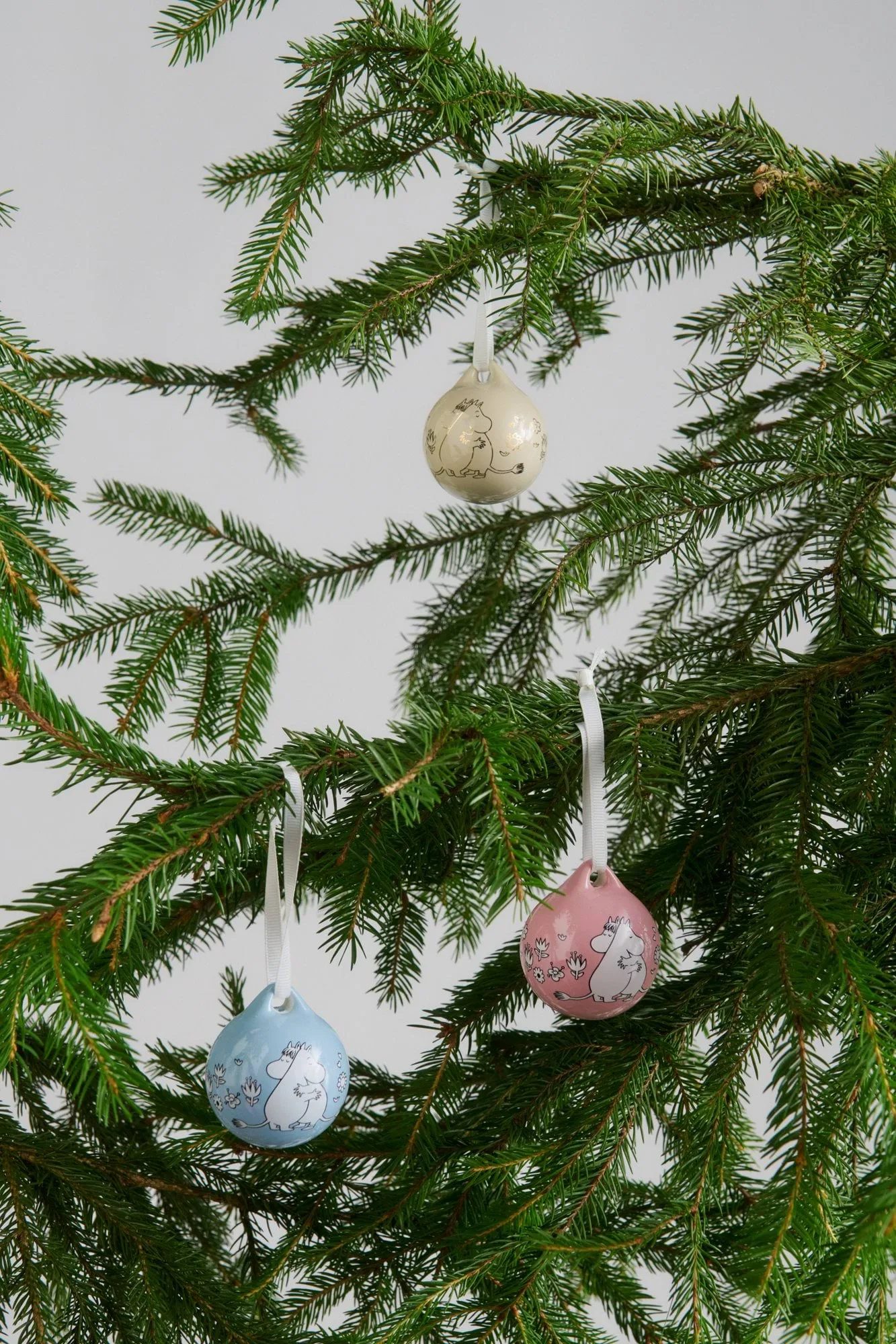 Rakkaus Moomin-joulupallo, Vaaleanpunainen-sininen, 5 cm, 2 kpl Moomin Arabia