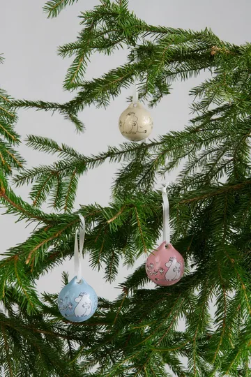 Rakkaus Moomin-joulupallo - Vaaleanpunainen-sininen, 5 cm, 2 kpl - Moomin Arabia