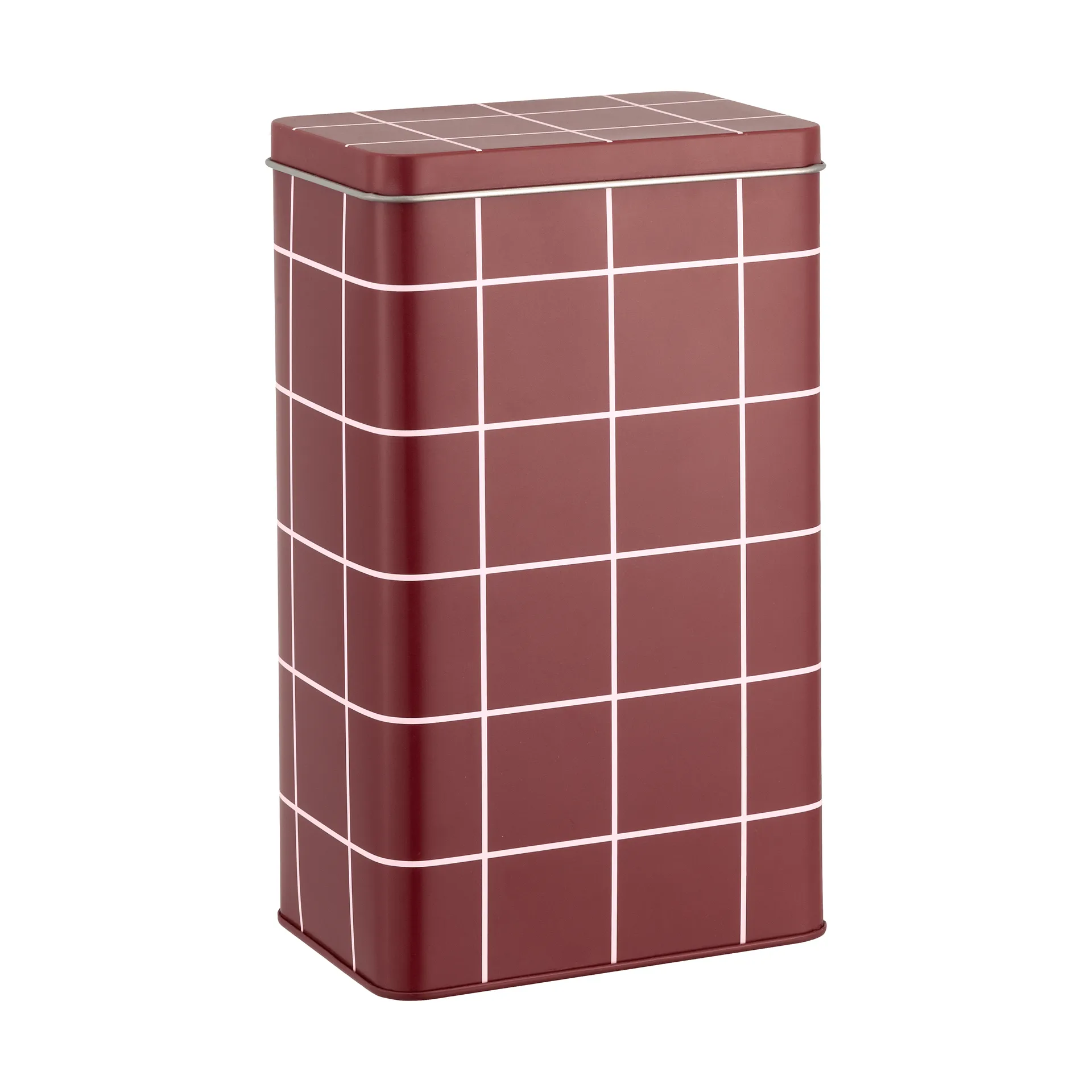 Checks & Stripes peltinen kahvipurkki, Brown-pink, 12x8x20 cm Muurla