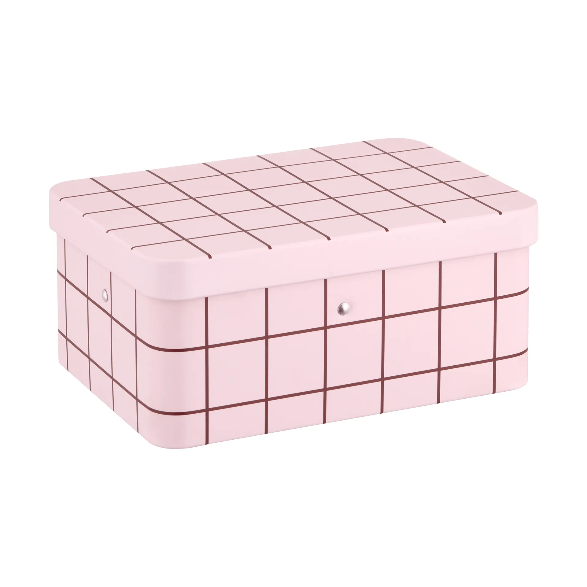 Checks & Stripes peltinen teepurkki, Pink-brown, 17,5x13x7,5 cm Muurla