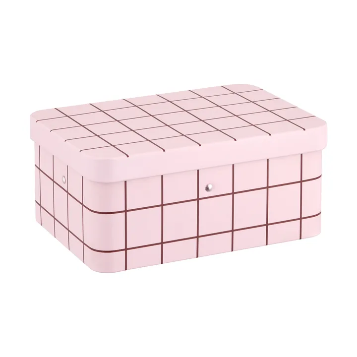 Checks & Stripes peltinen teepurkki - Pink-brown, 17,5x13x7,5 cm - Muurla