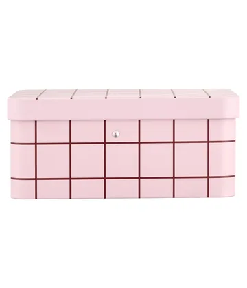 Checks & Stripes peltinen teepurkki - Pink-brown, 17,5x13x7,5 cm - Muurla