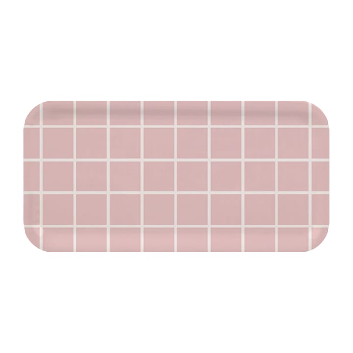 Checks & Stripes -tarjotin 13 x 27 cm - Vaaleanpunainen-valkoinen - Muurla