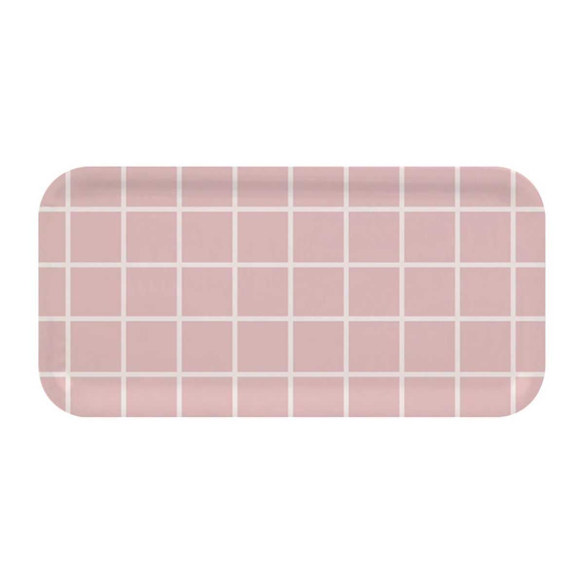 Muurla Checks & Stripes -tarjotin 13 x 27 cm Vaaleanpunainen-valkoinen