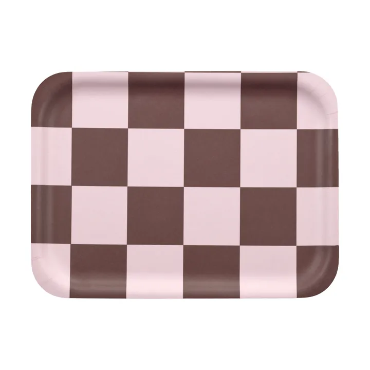 Checks & Stripes tarjotin 20x27 cm - Brown-pink - Muurla
