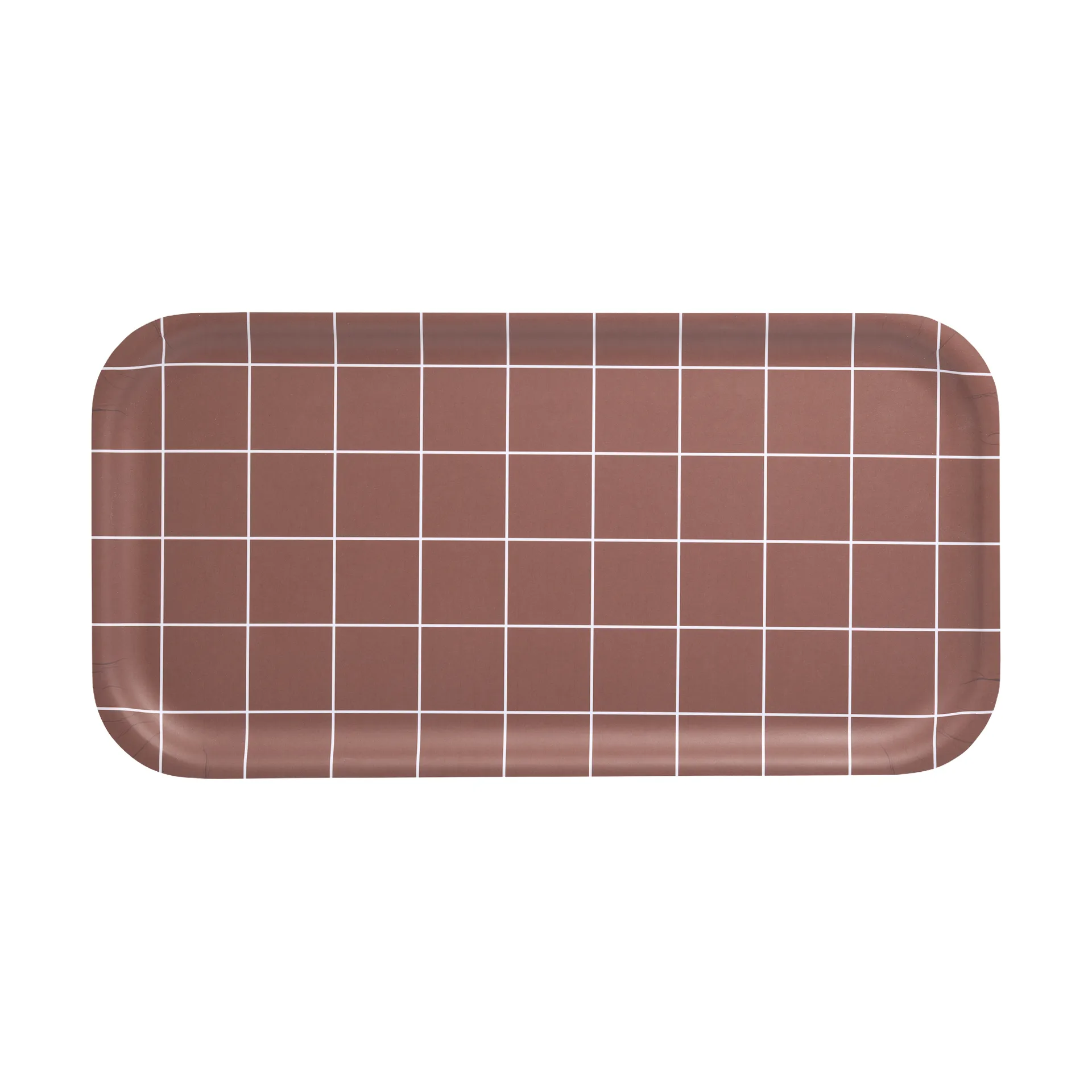 Checks & Stripes -tarjotin 22 x 43 cm, Ruskea Muurla