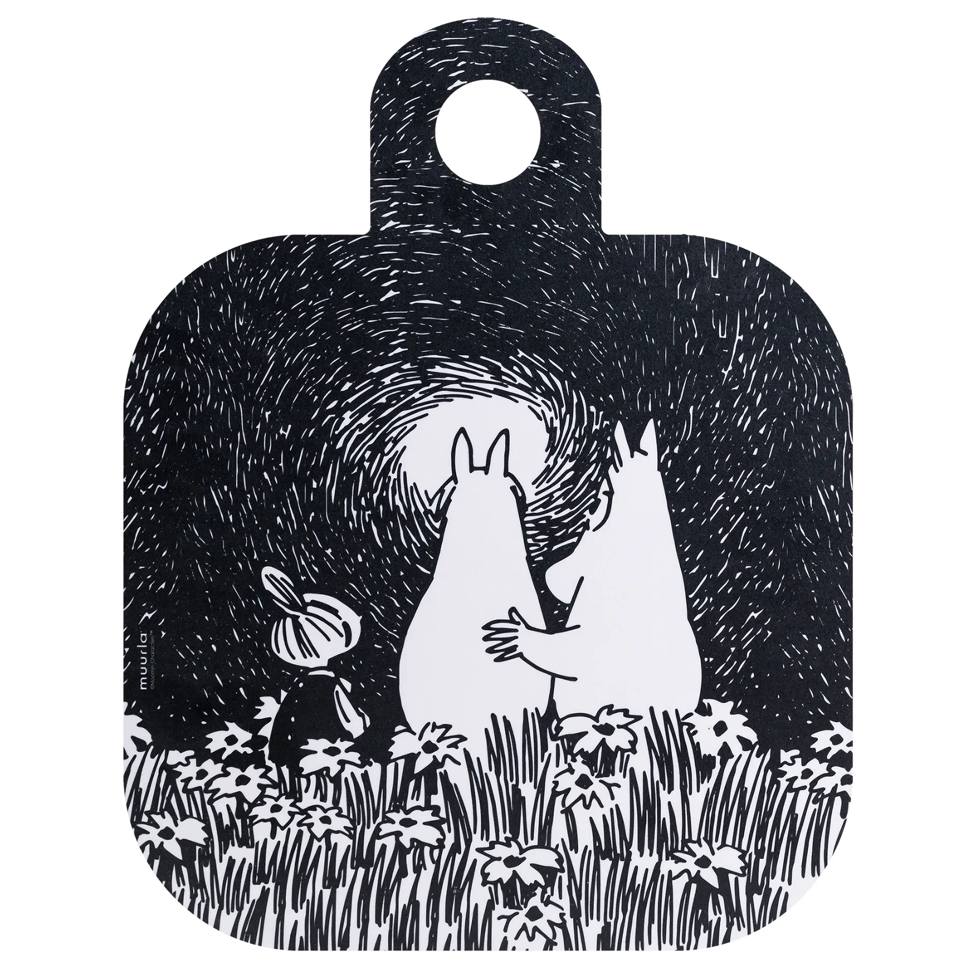 Chop & Serve Friendship -tarjotin 25 x 32 cm, Musta-vaaleanpunainen Muurla