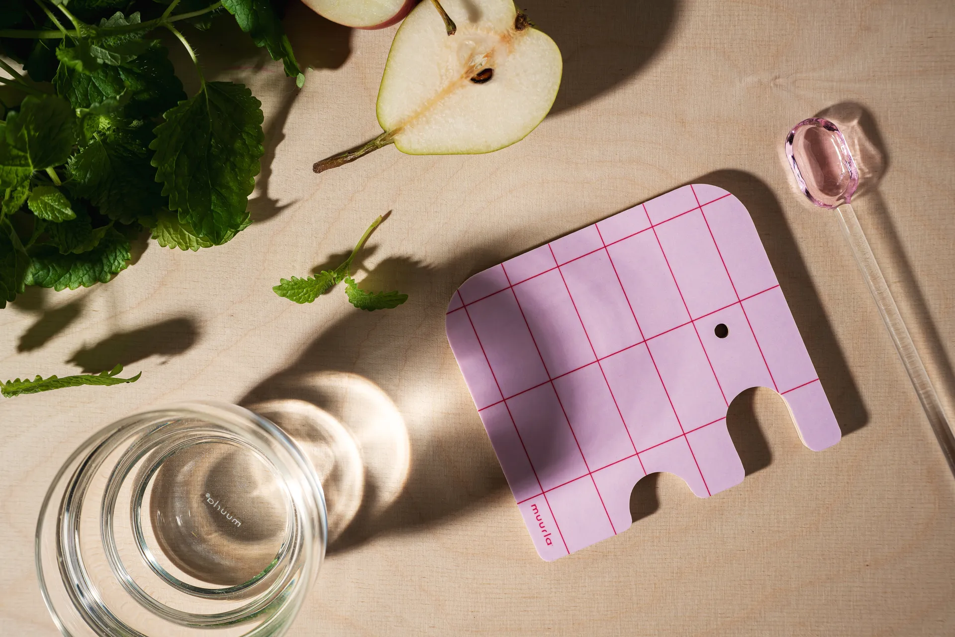 Elephant lasinalunen 11x10 cm, Vaaleanpunainen Muurla