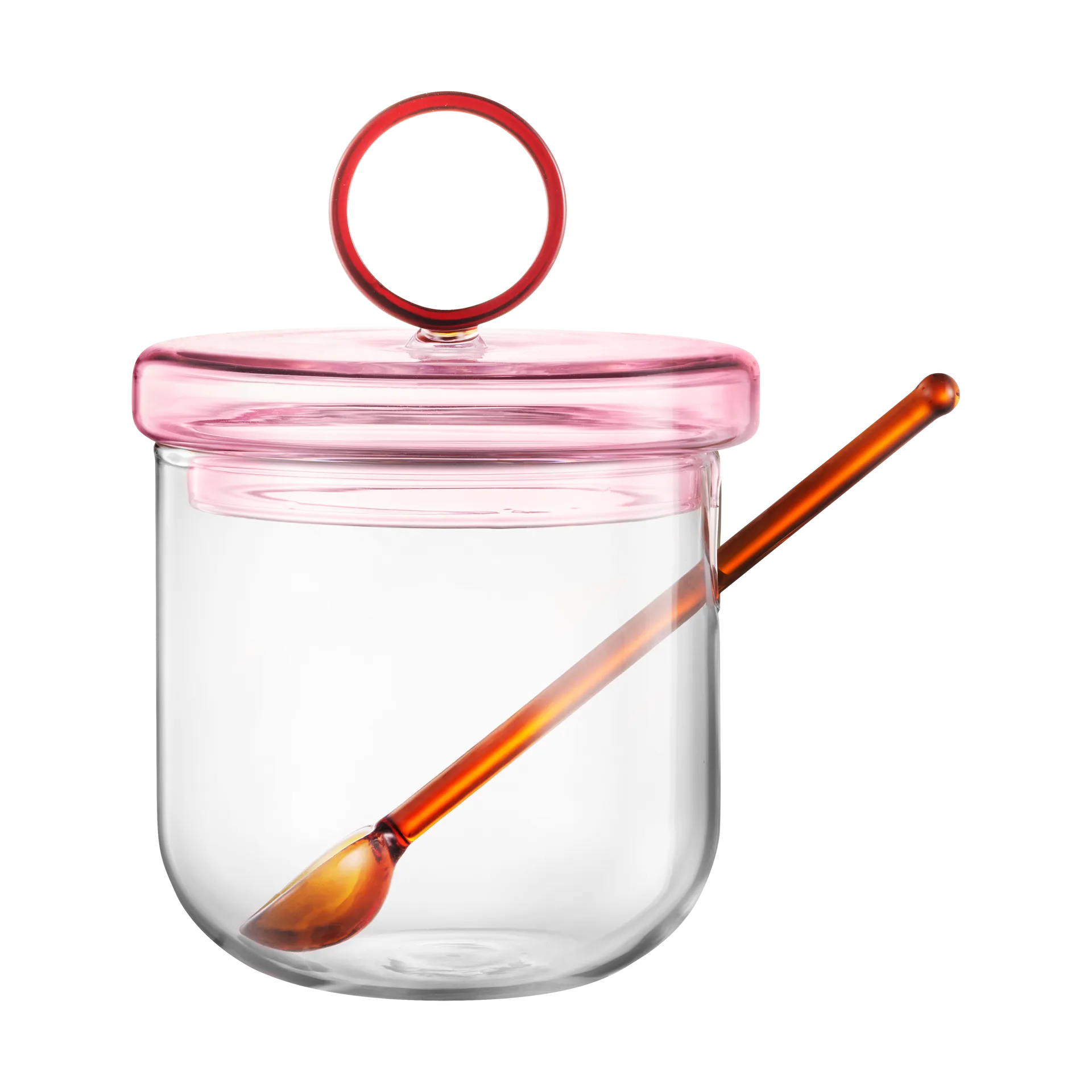 Loop sokerikulho mukana lusikka Ø14 cm, Kirkas pink amber Muurla