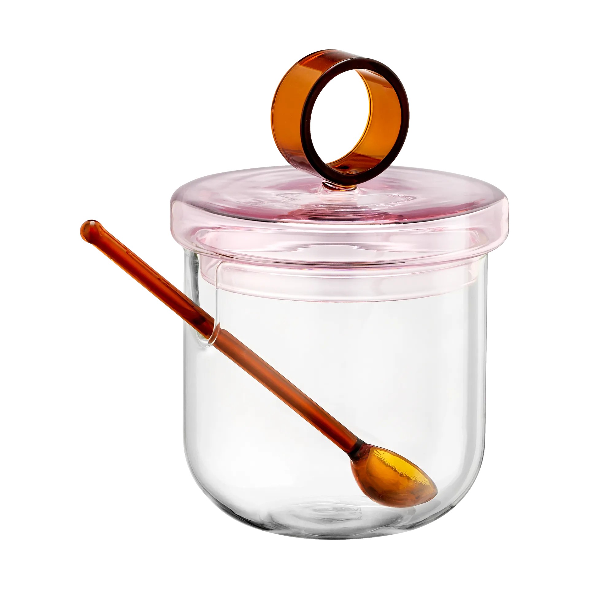 Loop sokerikulho mukana lusikka Ø14 cm, Kirkas pink amber Muurla