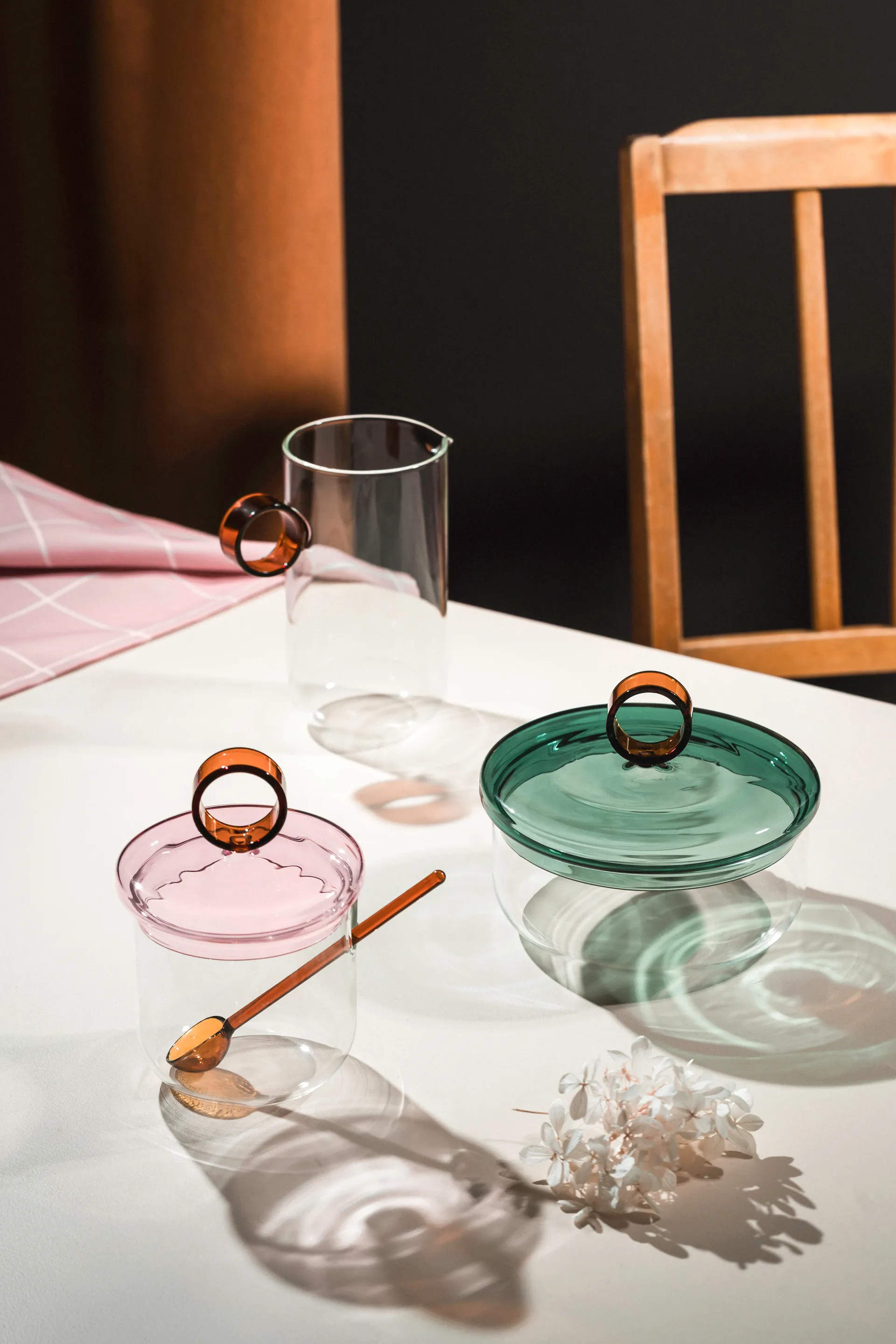 Loop sokerikulho mukana lusikka Ø14 cm, Kirkas pink amber Muurla