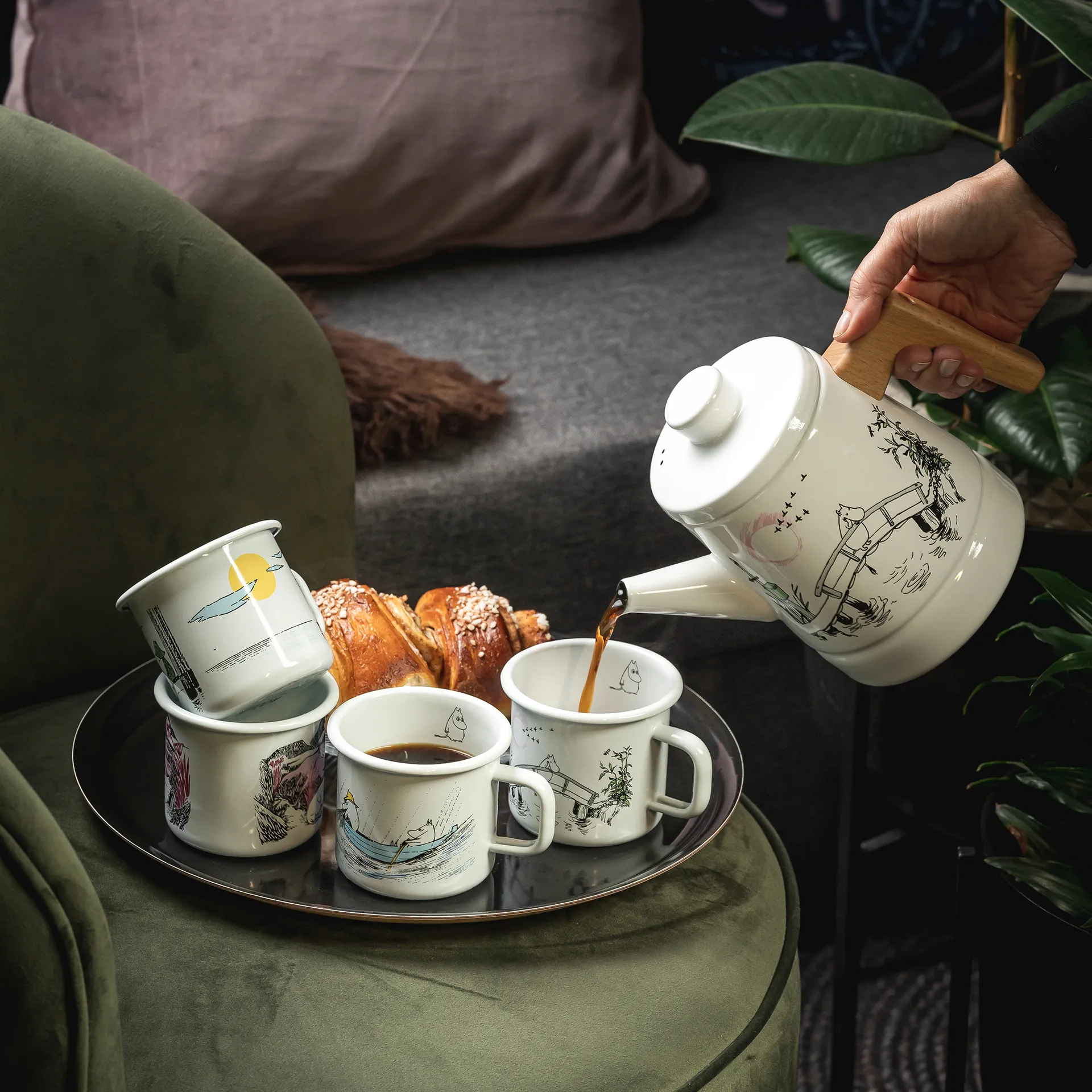 Missing you kahvikannu emali 1,6 l, Valkoinen Muurla