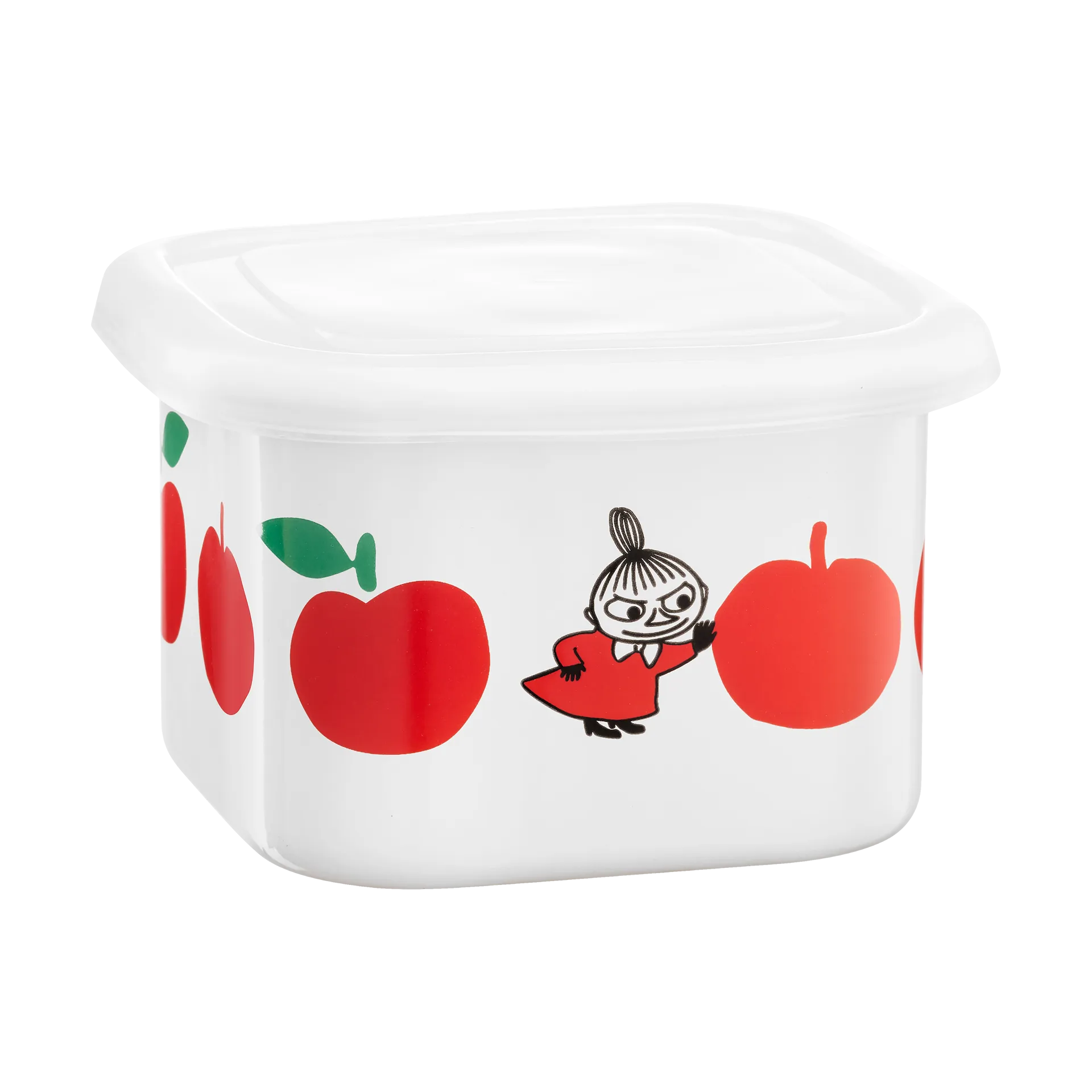 Mumin emalipurkki kannella 0,67 L, Joyfull Apples-punainen Muurla