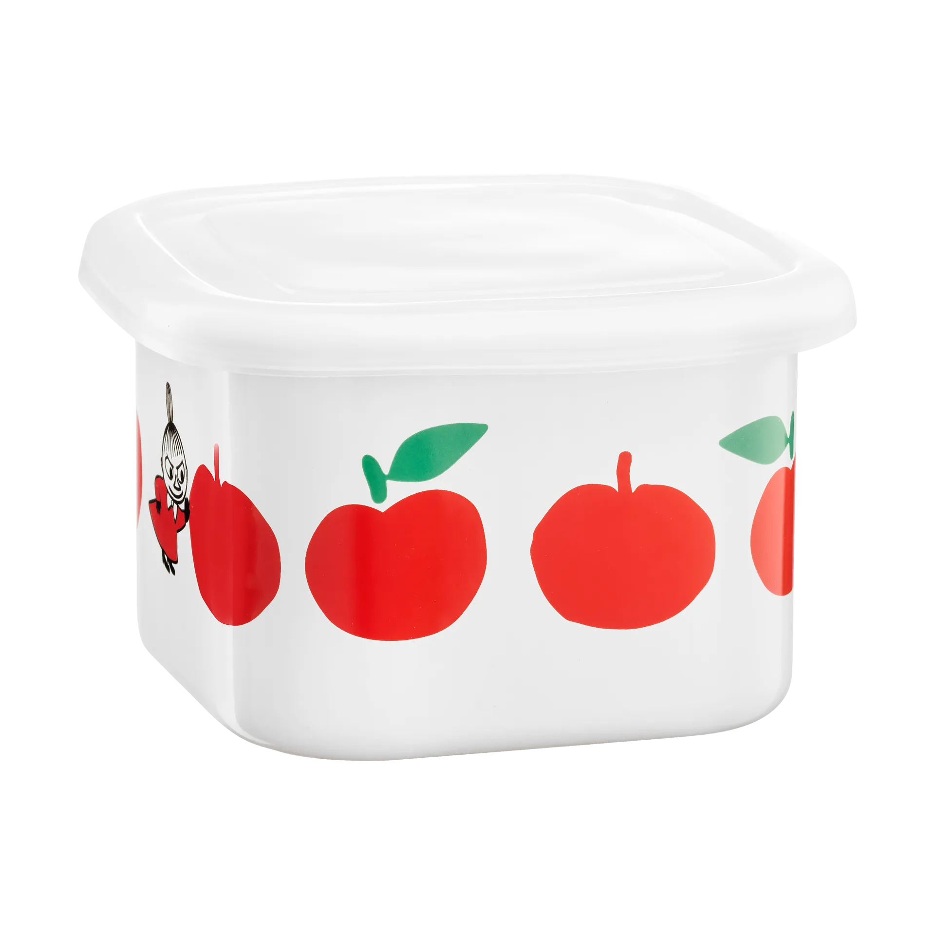 Mumin emalipurkki kannella 0,67 L, Joyfull Apples-punainen Muurla