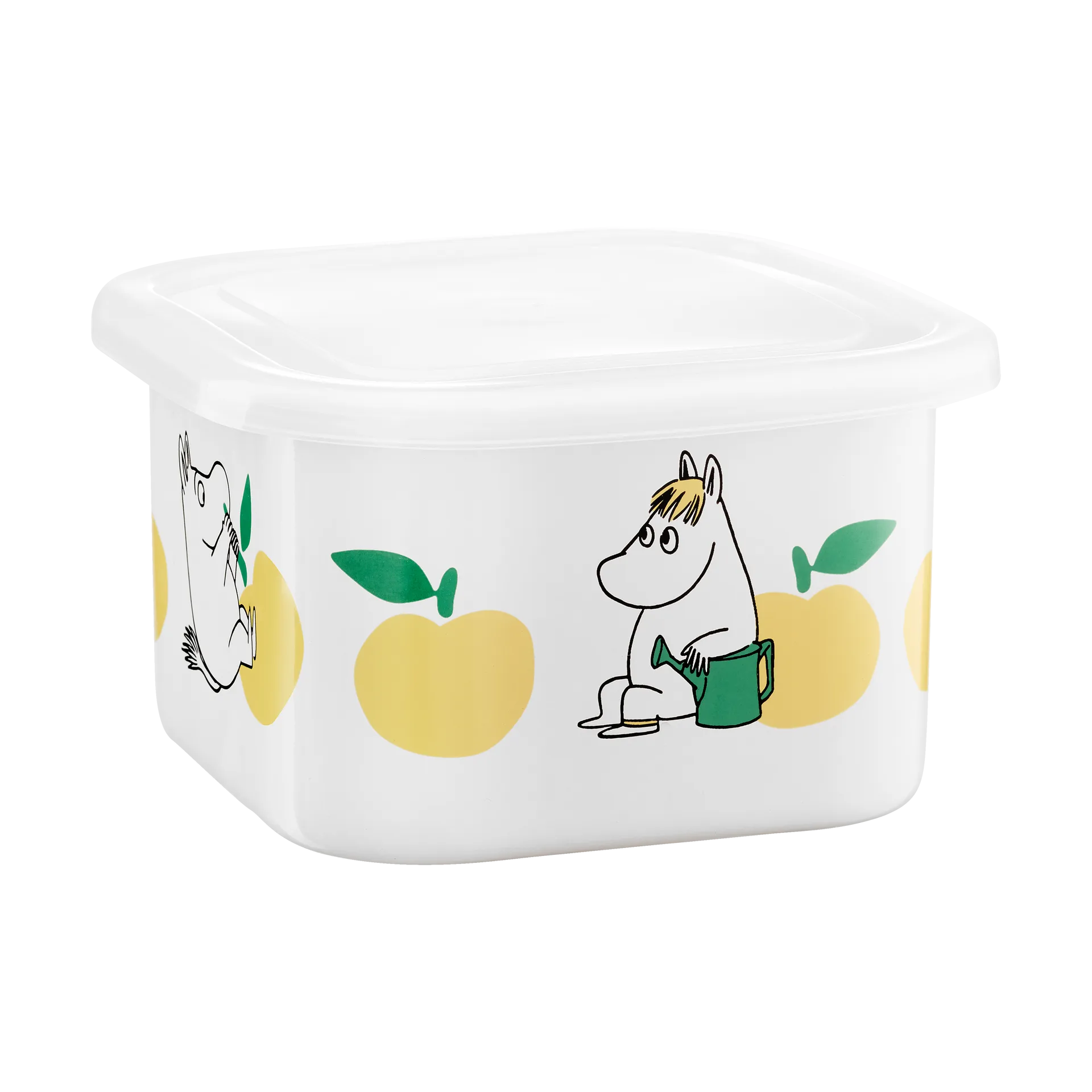 Mumin emalipurkki kannella 1 L, Joyfull Apples keltainen Muurla