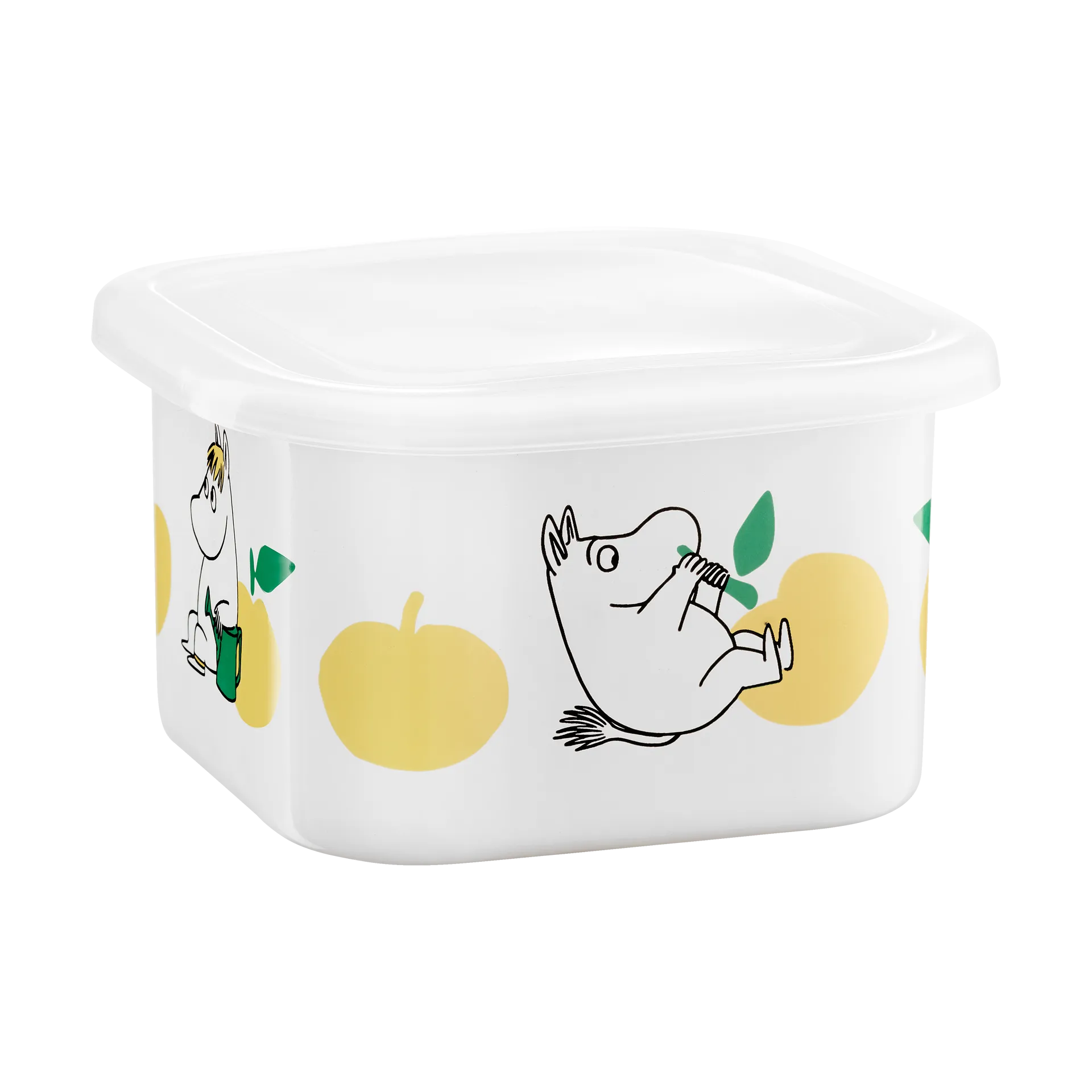 Mumin emalipurkki kannella 1 L, Joyfull Apples keltainen Muurla