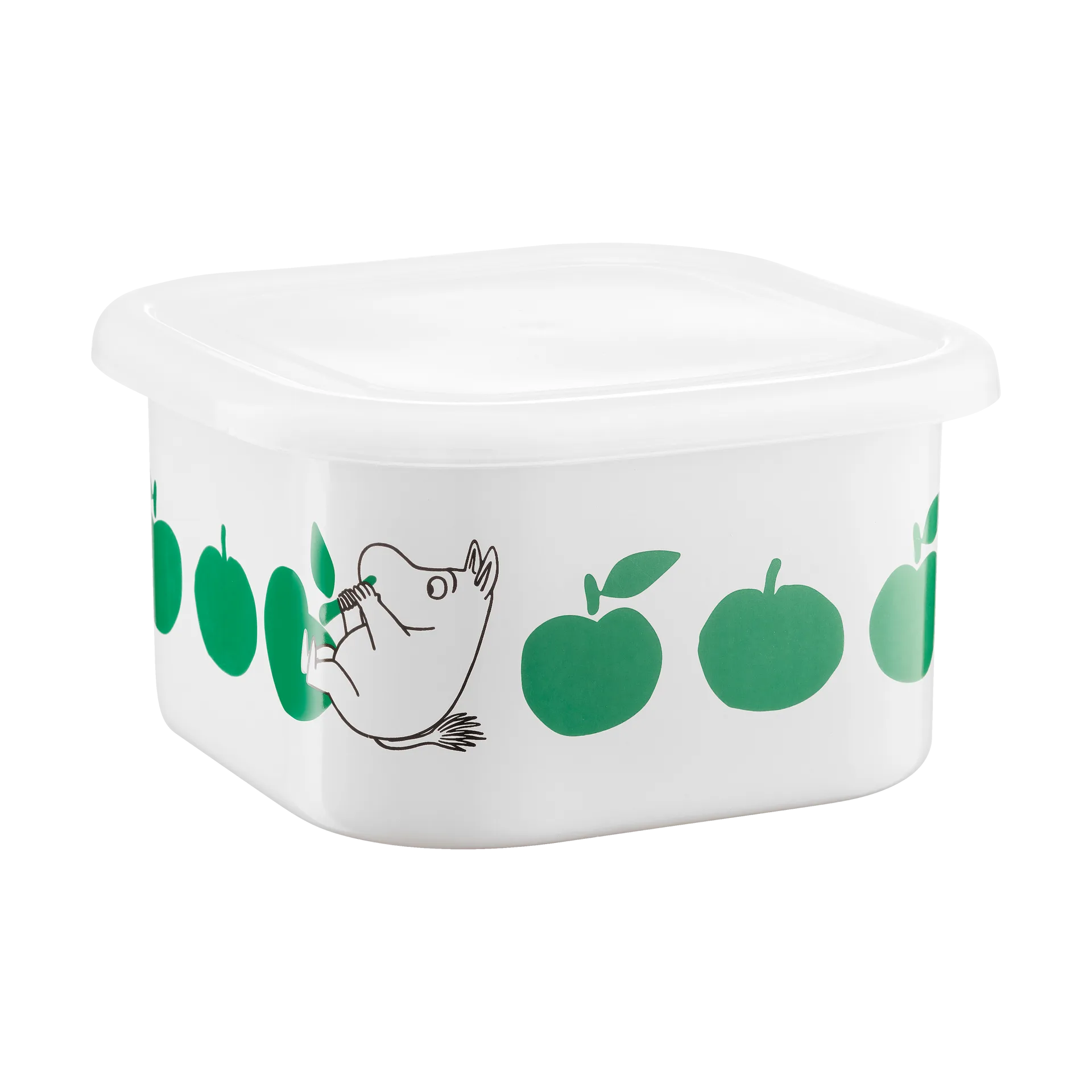 Mumin emalipurkki kannella 1,5 L, Joyfull Apples vihreä Muurla