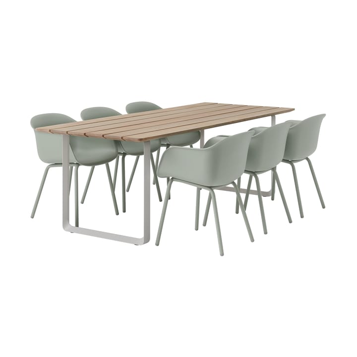 70/70 Outdoor ruokapöytä 225x90 cm harmaa teräsrunko Muuto