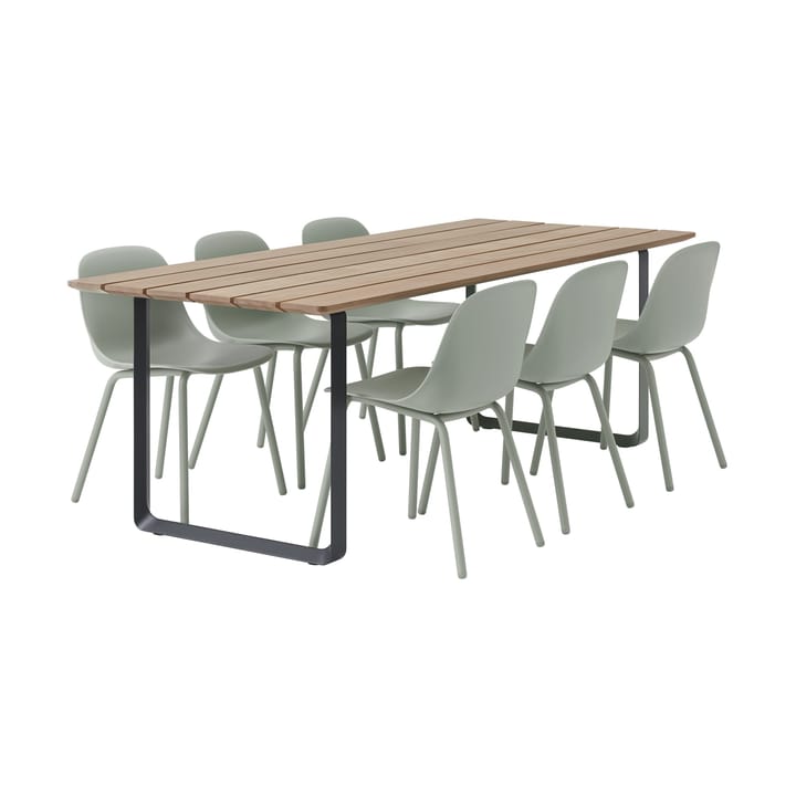 70/70 Outdoor ruokapöytä 225x90 cm musta teräsrunko Muuto