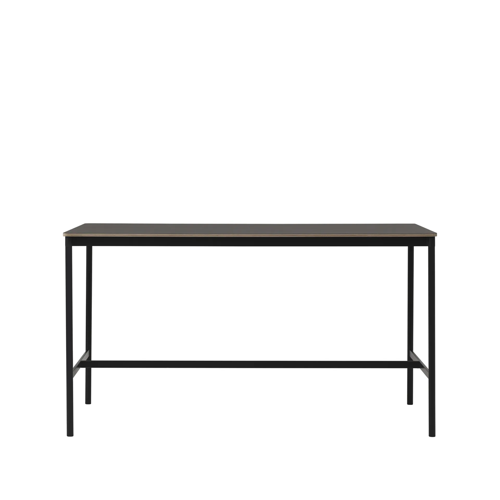 Base High -baaripöytä, Black linoleum, musta runko, vanerireuna, l 85 p 190 k 105 Muuto